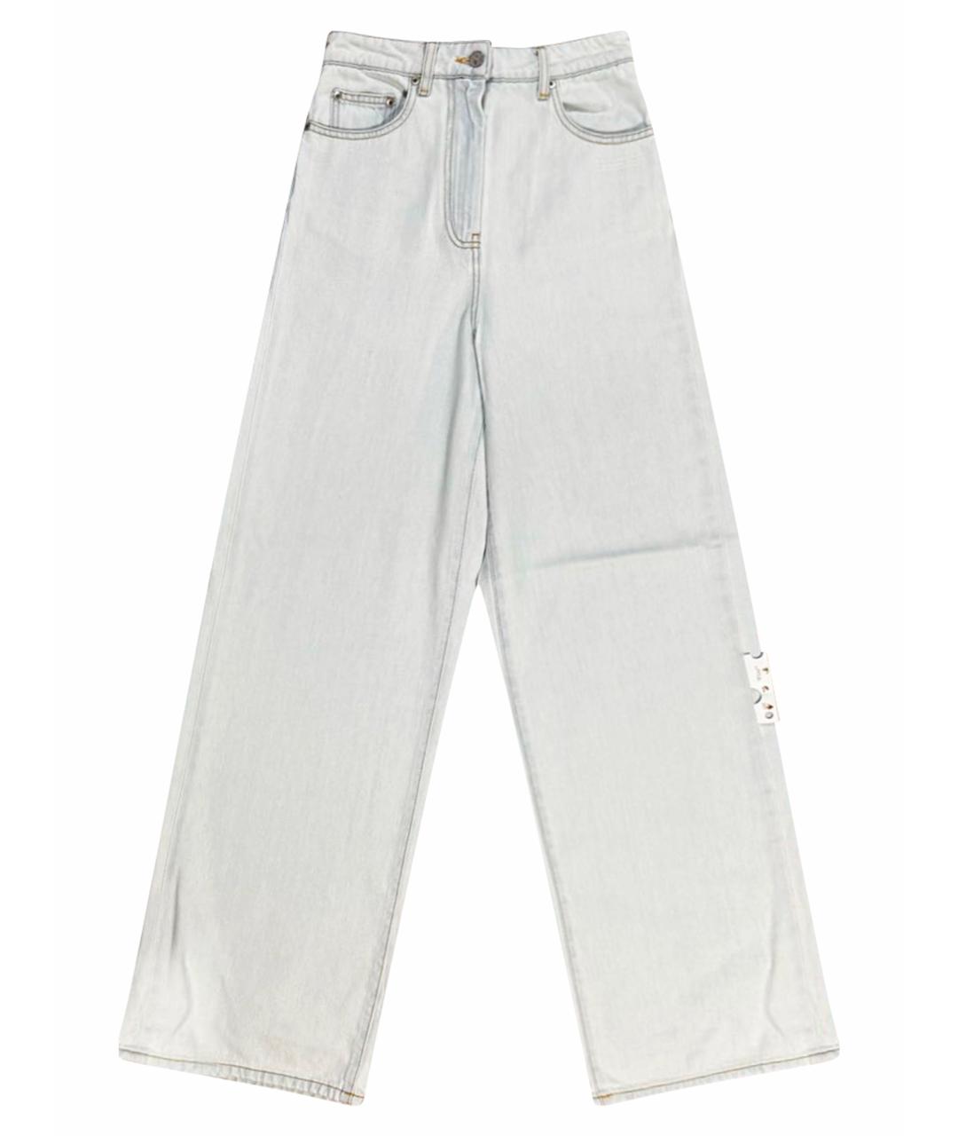 OFF-WHITE Голубые хлопковые прямые джинсы, фото 1