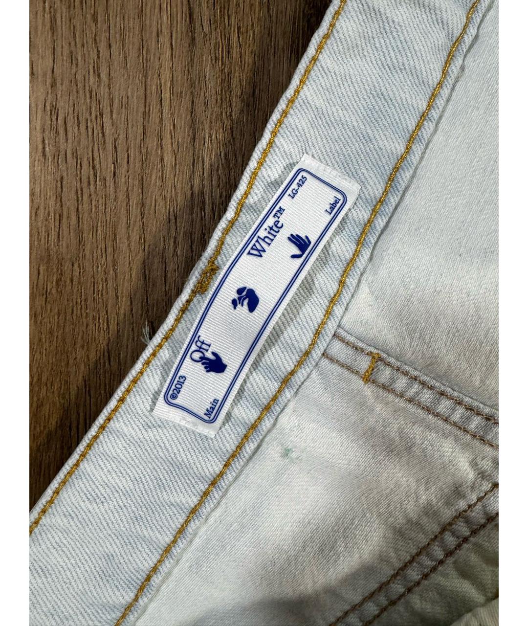 OFF-WHITE Голубые хлопковые прямые джинсы, фото 7