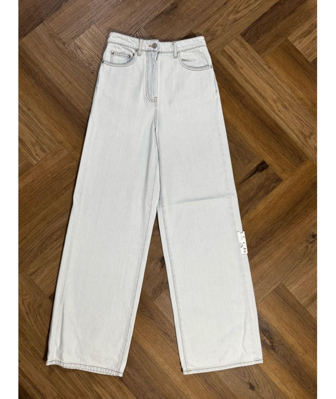 OFF-WHITE Голубые хлопковые прямые джинсы, фото 9