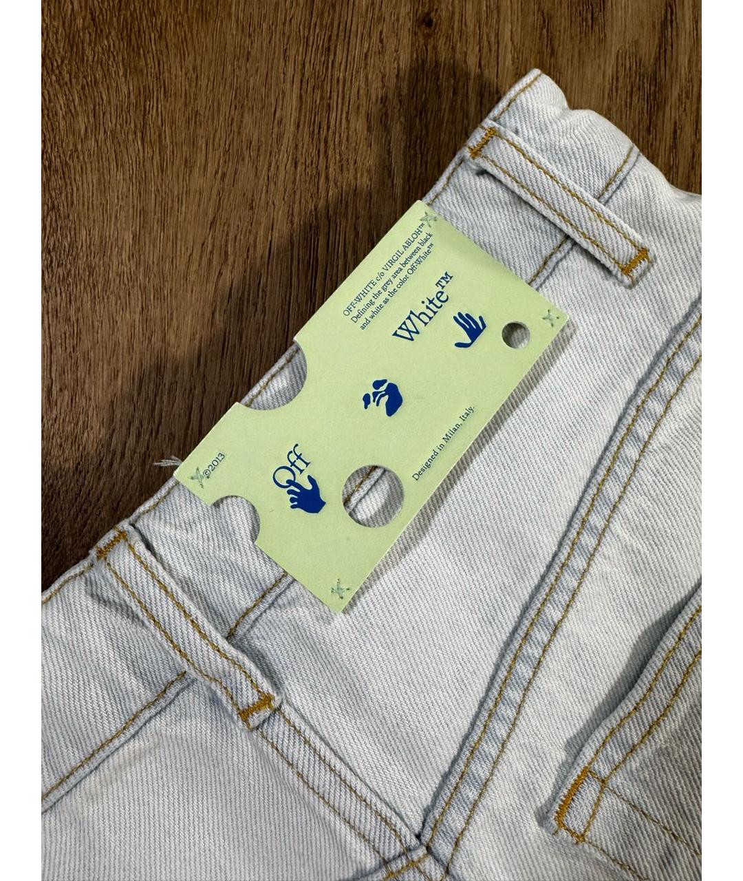 OFF-WHITE Голубые хлопковые прямые джинсы, фото 4