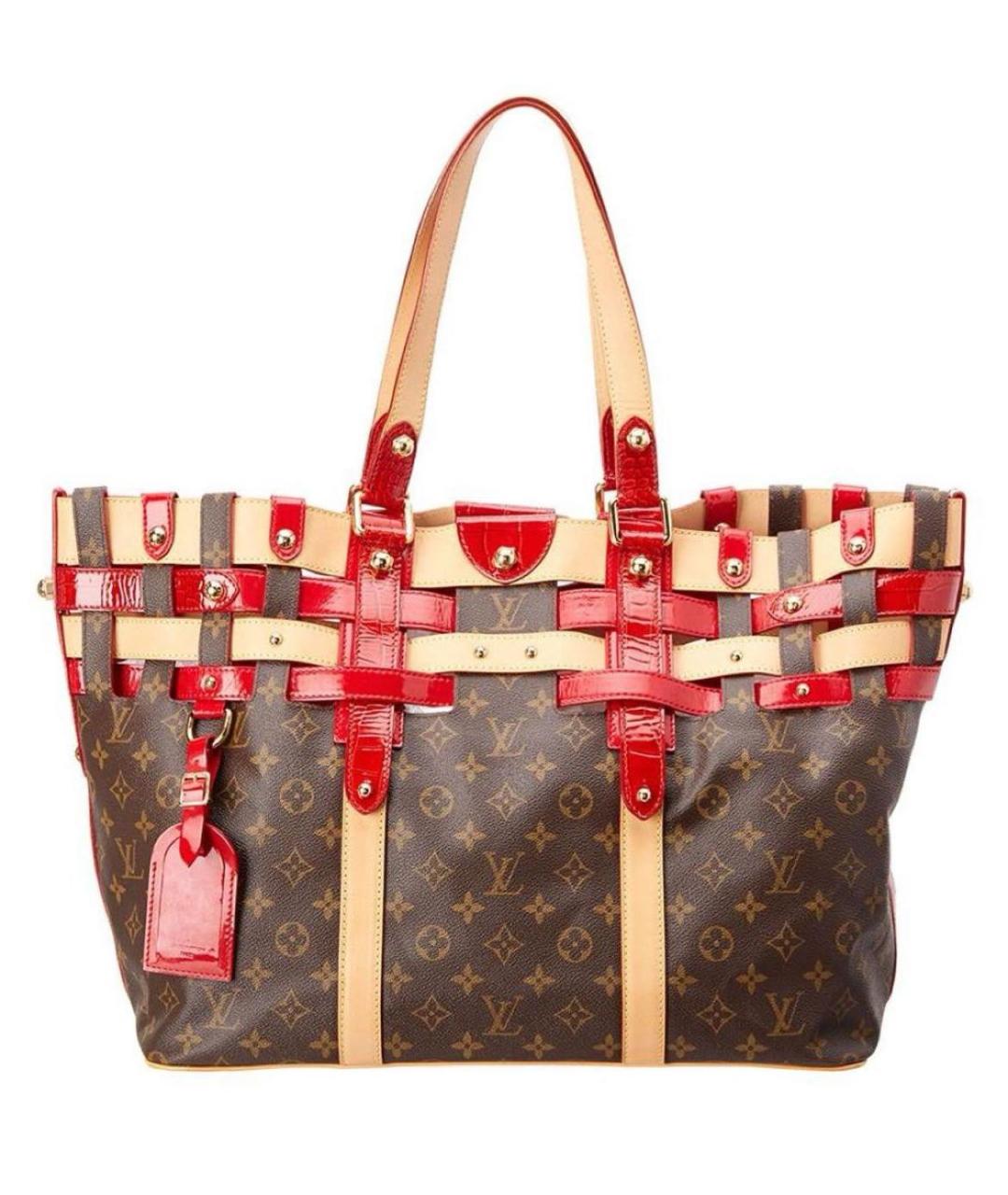 LOUIS VUITTON Коричневая кожаная сумка тоут, фото 9