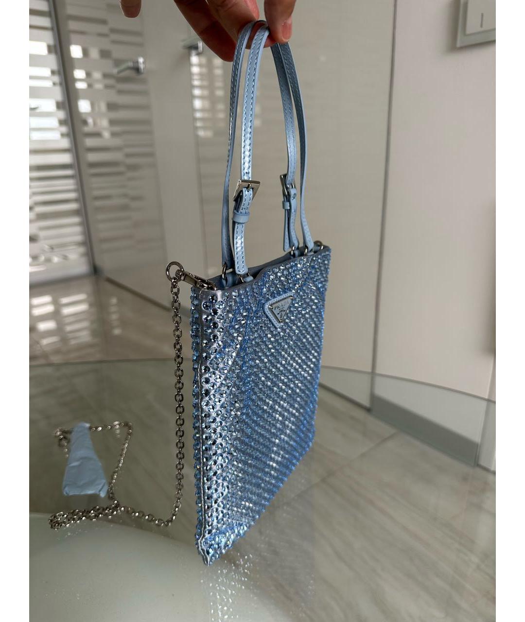 PRADA Голубая синтетическая сумка с короткими ручками, фото 2