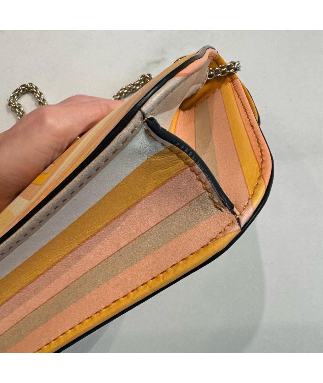 VALENTINO Оранжевая кожаная сумка через плечо, фото 5