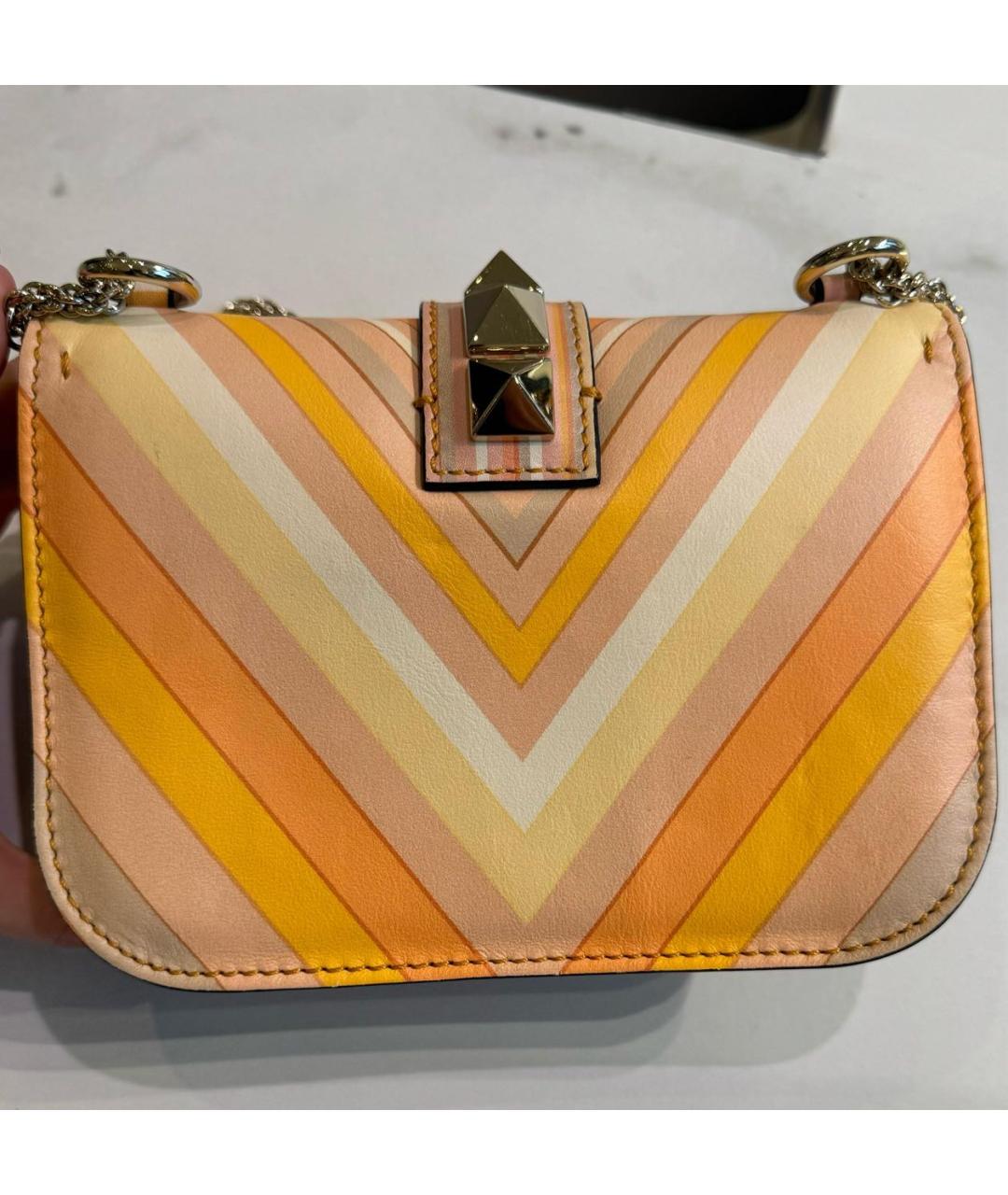 VALENTINO Оранжевая кожаная сумка через плечо, фото 3