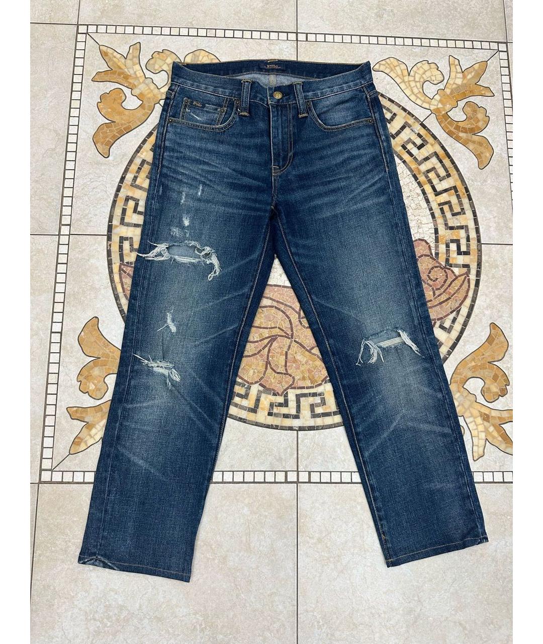 POLO RALPH LAUREN Синие хлопковые прямые джинсы, фото 6