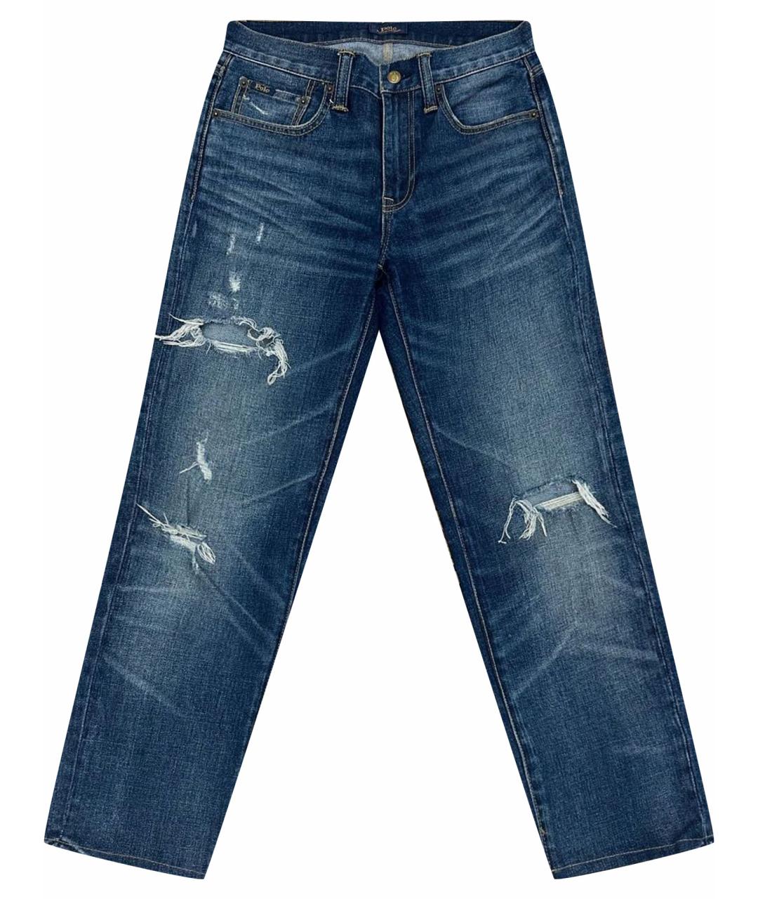 POLO RALPH LAUREN Синие хлопковые прямые джинсы, фото 1