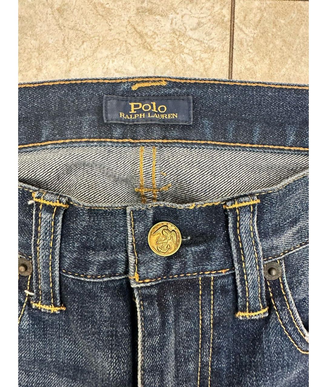 POLO RALPH LAUREN Синие хлопковые прямые джинсы, фото 4