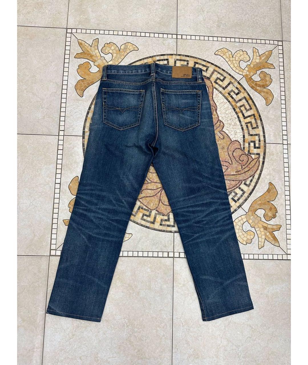 POLO RALPH LAUREN Синие хлопковые прямые джинсы, фото 2