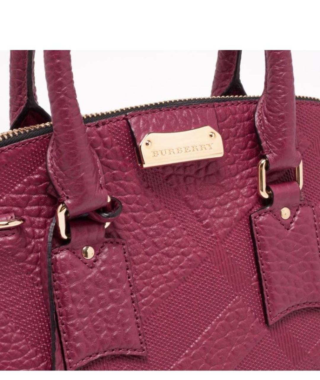 BURBERRY Бордовая кожаная сумка с короткими ручками, фото 6
