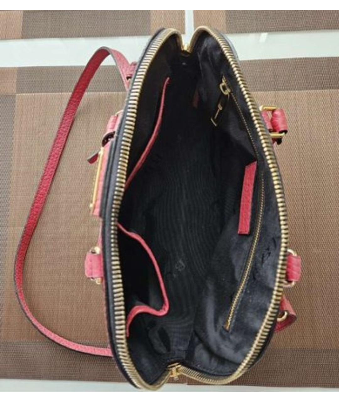 BURBERRY Бордовая кожаная сумка с короткими ручками, фото 7