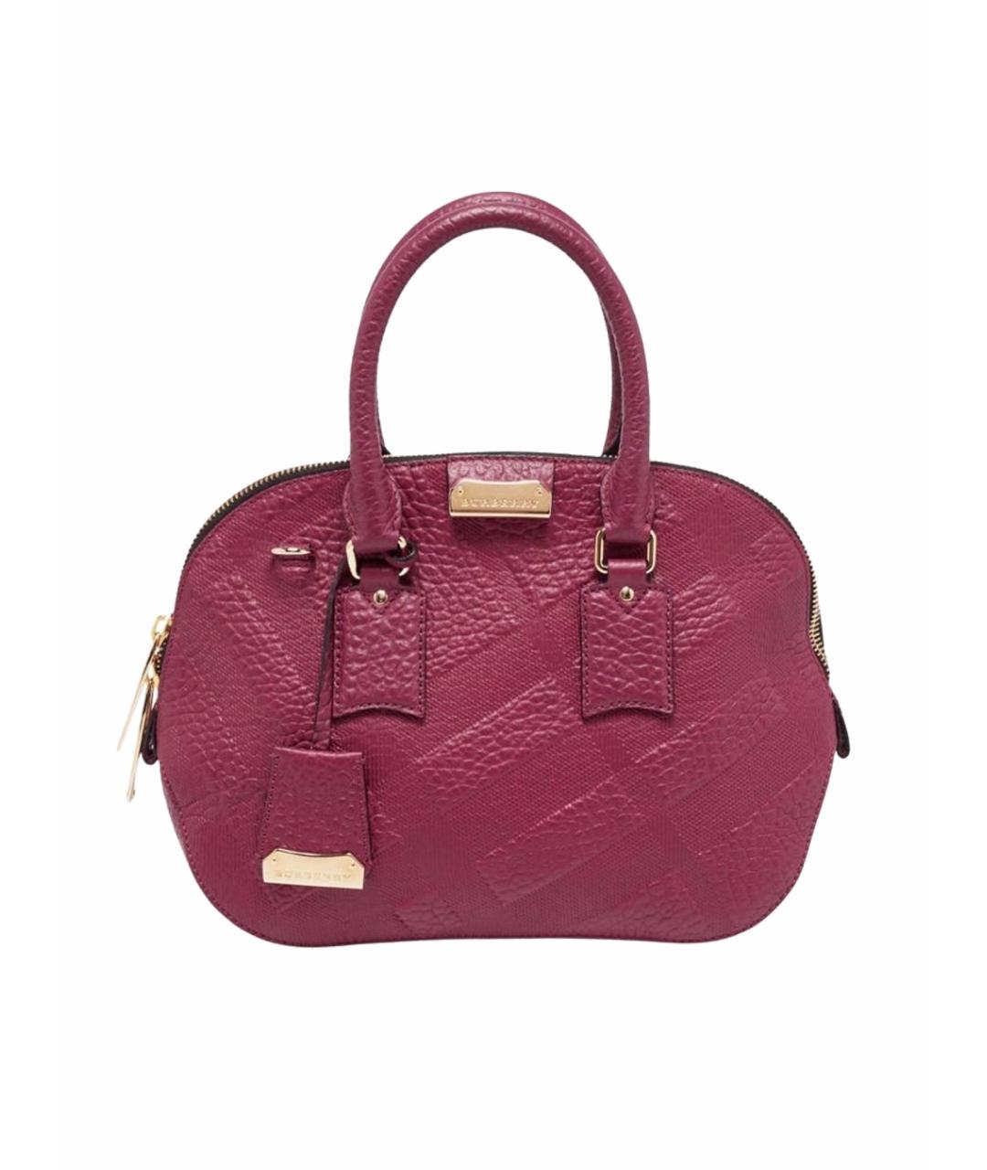 BURBERRY Бордовая кожаная сумка с короткими ручками, фото 1