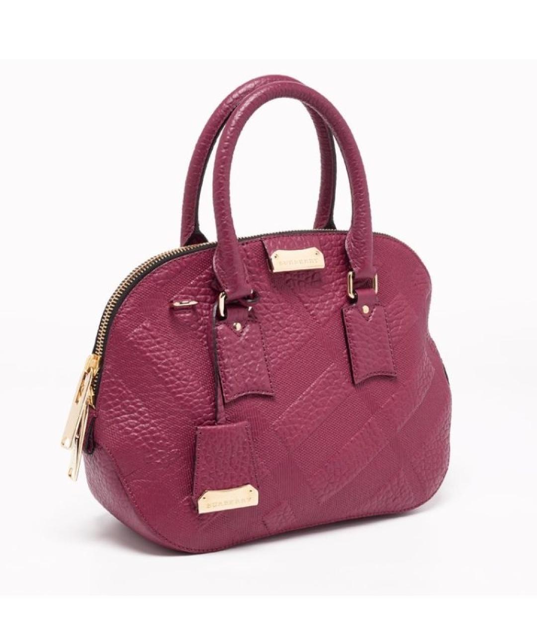 BURBERRY Бордовая кожаная сумка с короткими ручками, фото 4