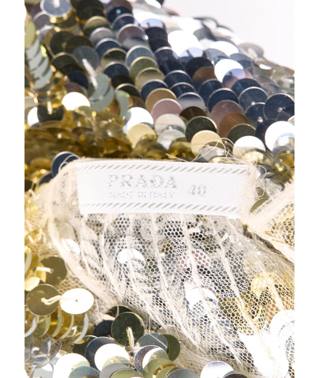 PRADA Золотое шелковое коктейльное платье, фото 6