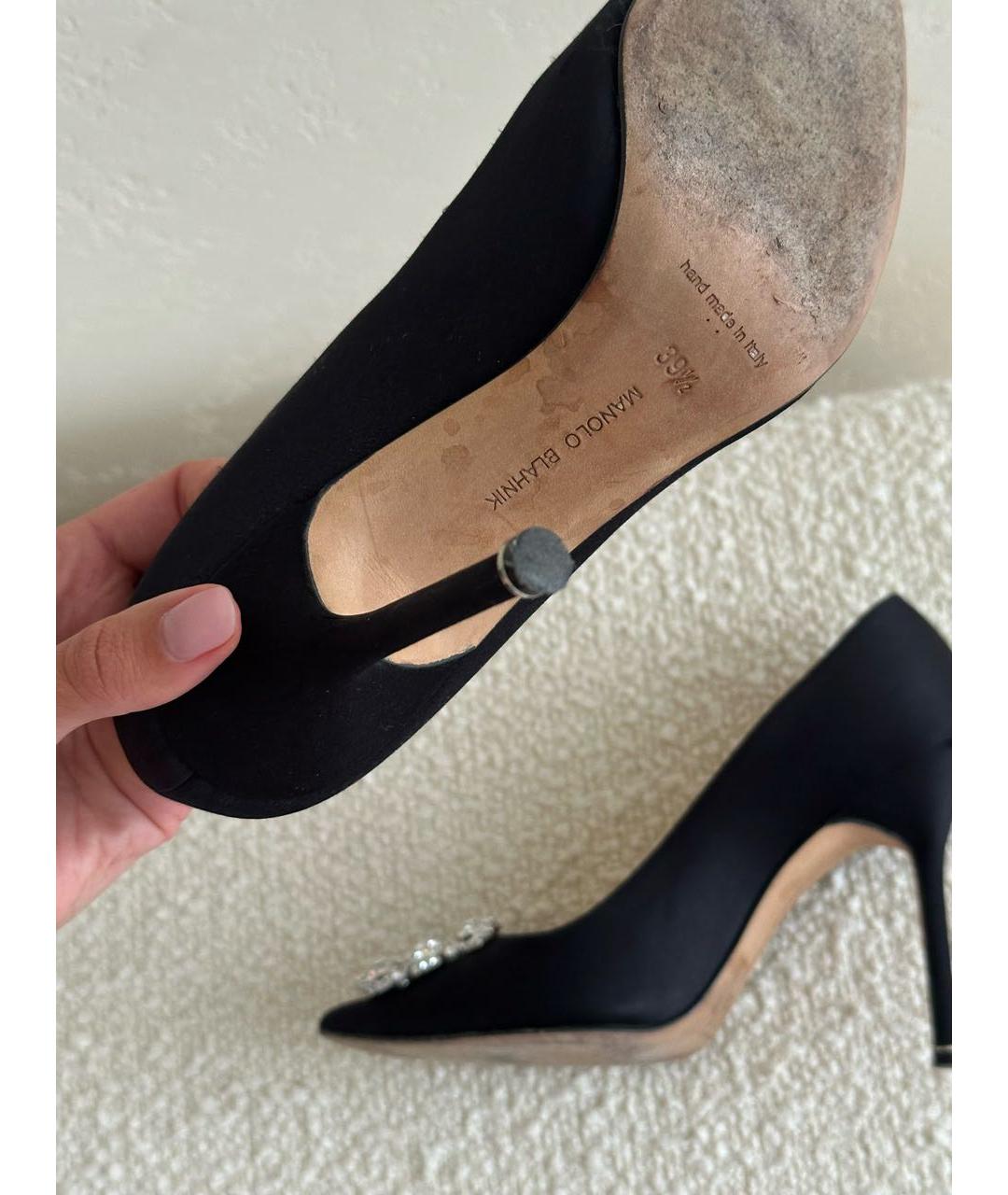 MANOLO BLAHNIK Черные текстильные туфли, фото 9