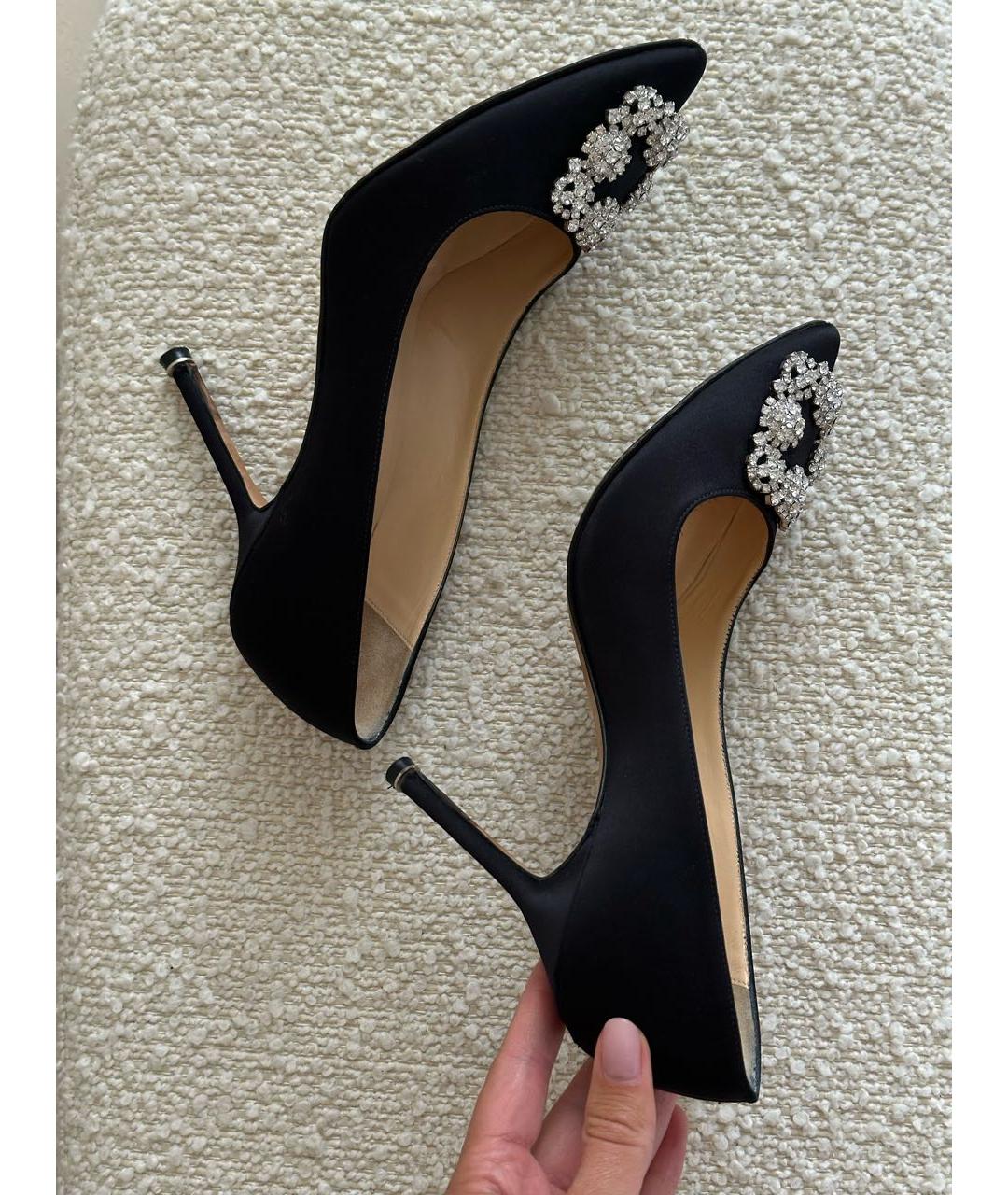 MANOLO BLAHNIK Черные текстильные туфли, фото 7