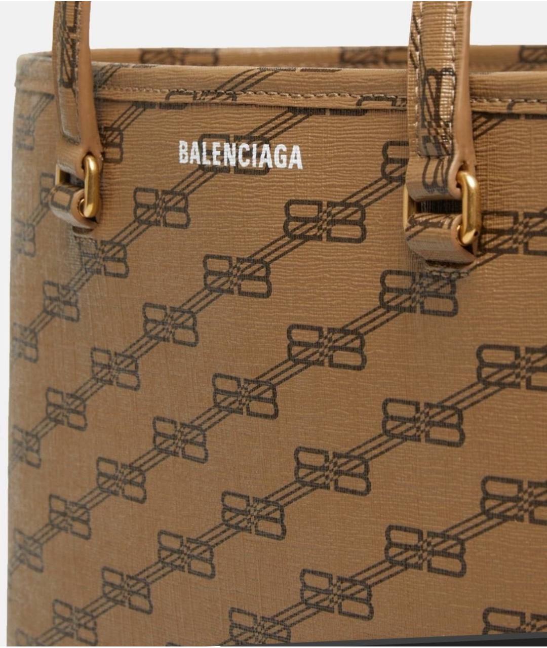 BALENCIAGA Бежевая сумка тоут из искусственной кожи, фото 4