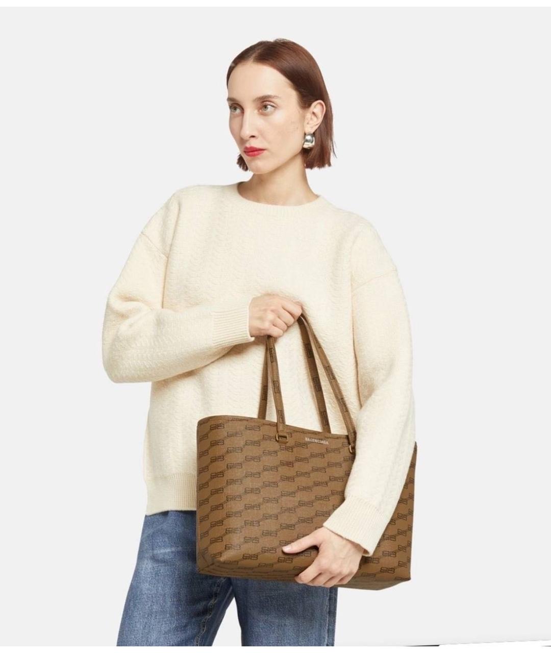 BALENCIAGA Бежевая сумка тоут из искусственной кожи, фото 5