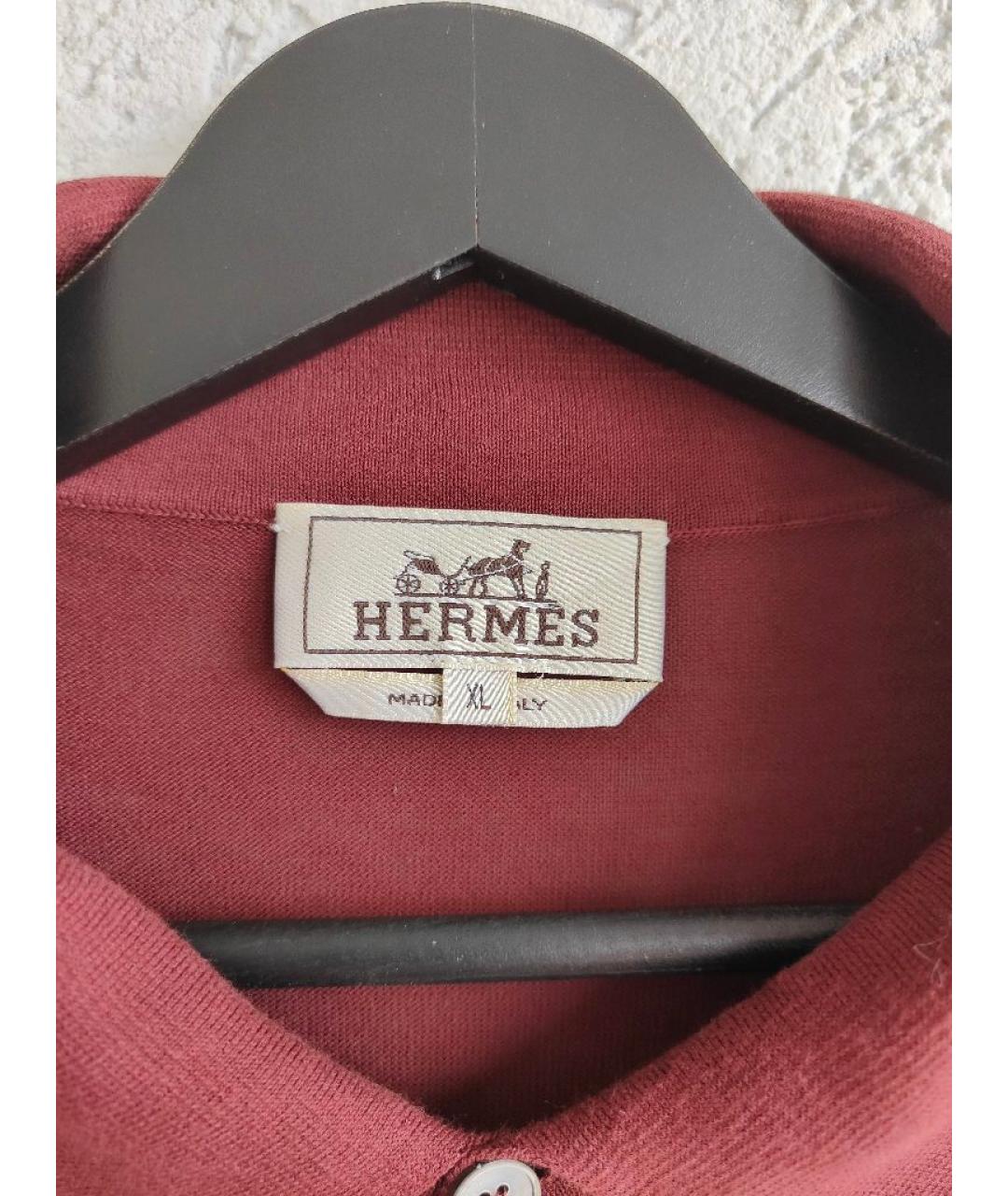 HERMES Бордовое хлопковое поло с коротким рукавом, фото 6