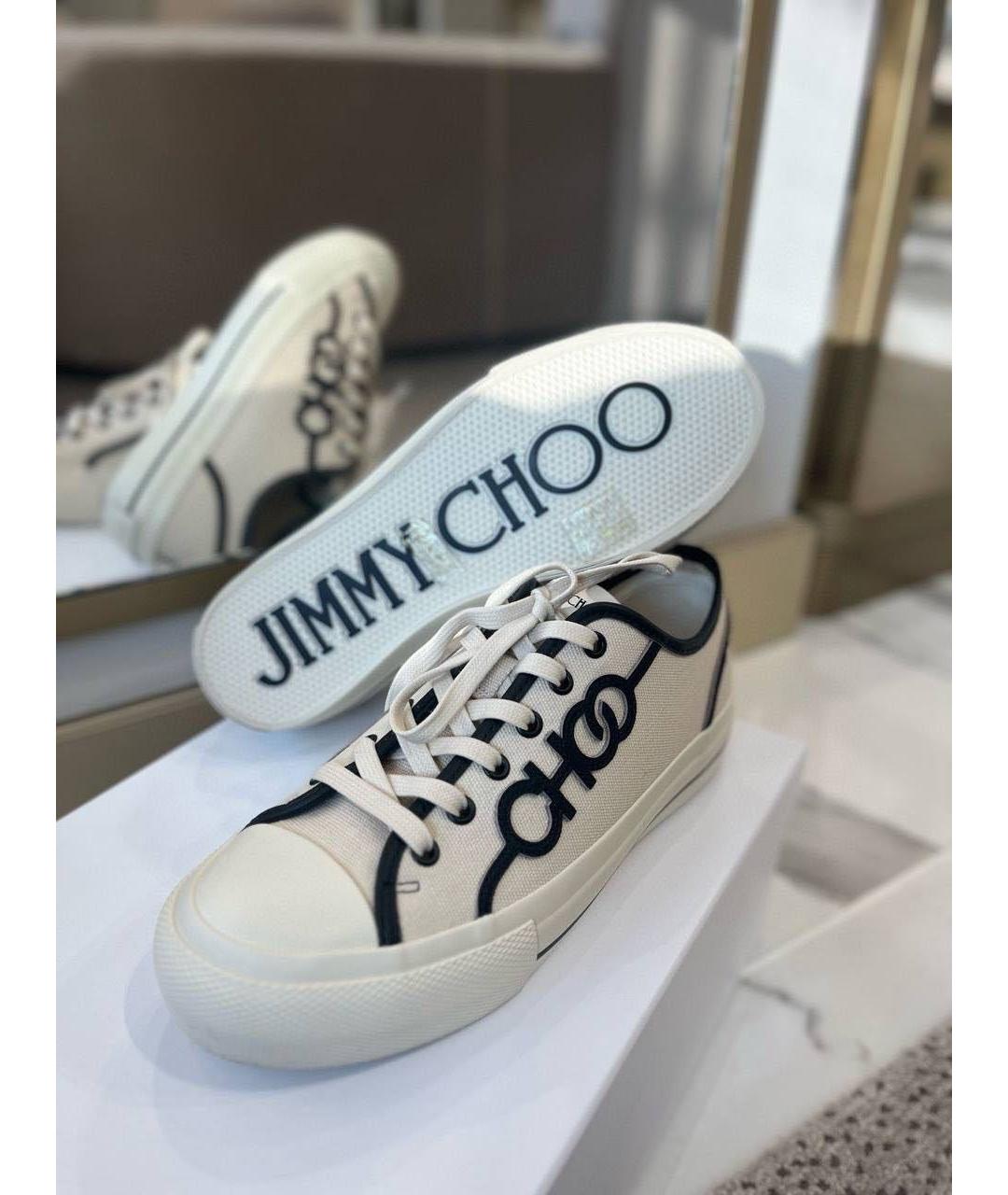 JIMMY CHOO Бежевые текстильные кеды, фото 2
