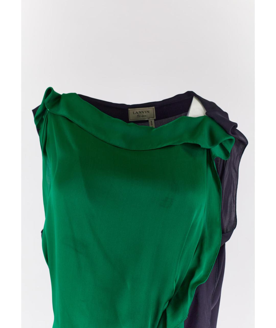 LANVIN Зеленые шелковое коктейльное платье, фото 3