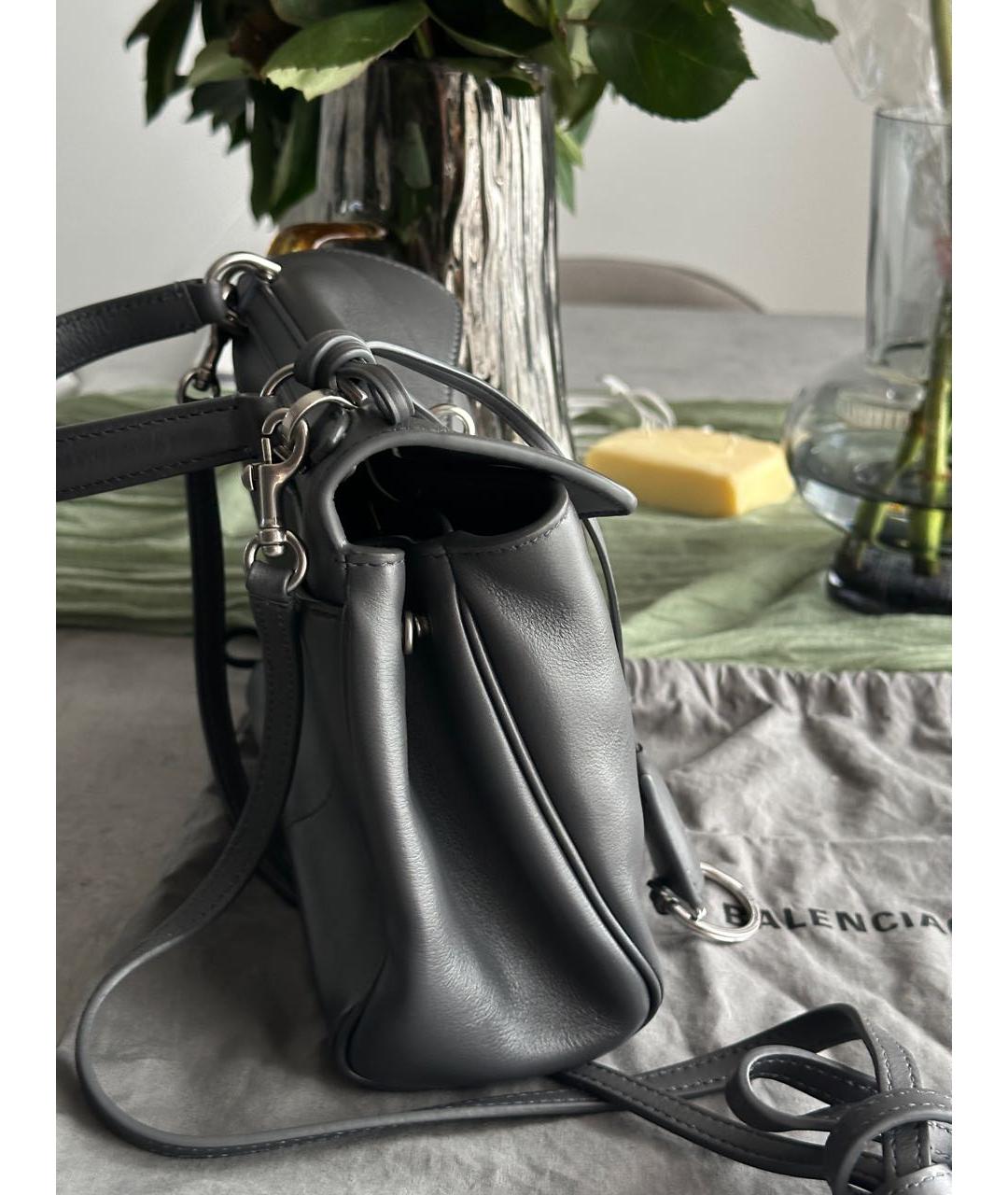 BALENCIAGA Антрацитовая кожаная сумка через плечо, фото 2
