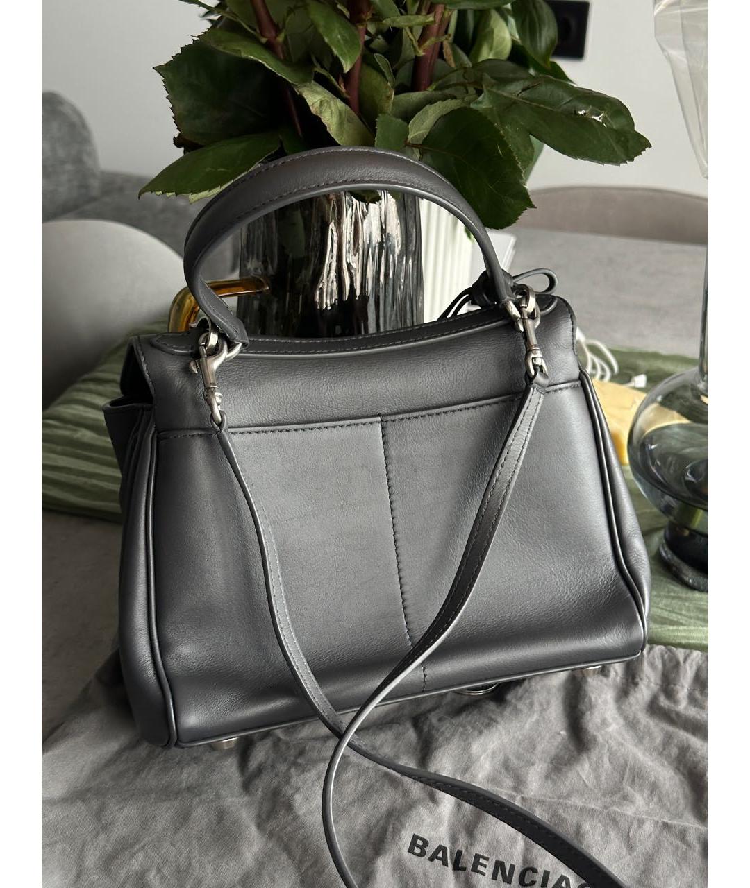 BALENCIAGA Антрацитовая кожаная сумка через плечо, фото 3