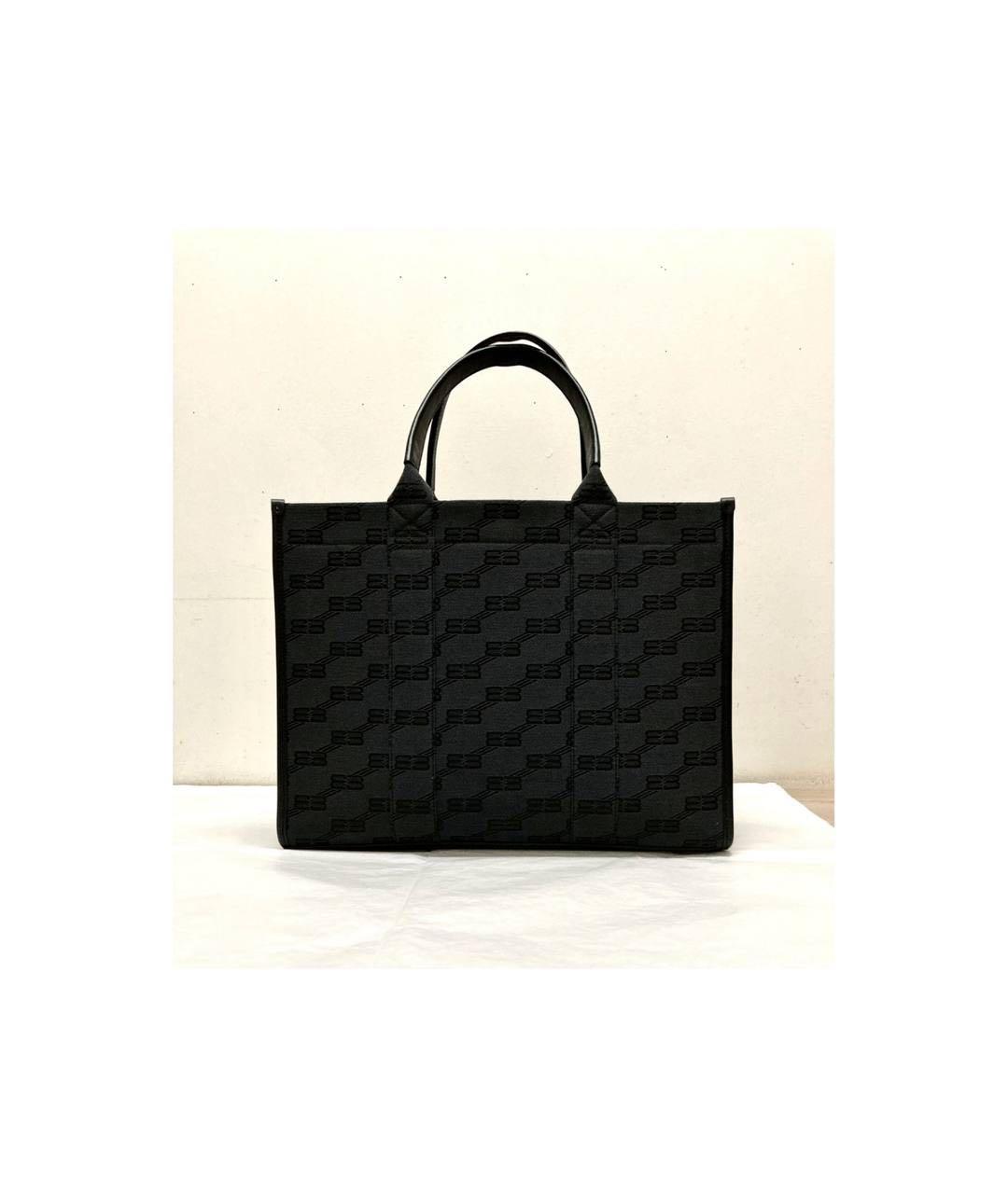 BALENCIAGA Черная тканевая сумка тоут, фото 3