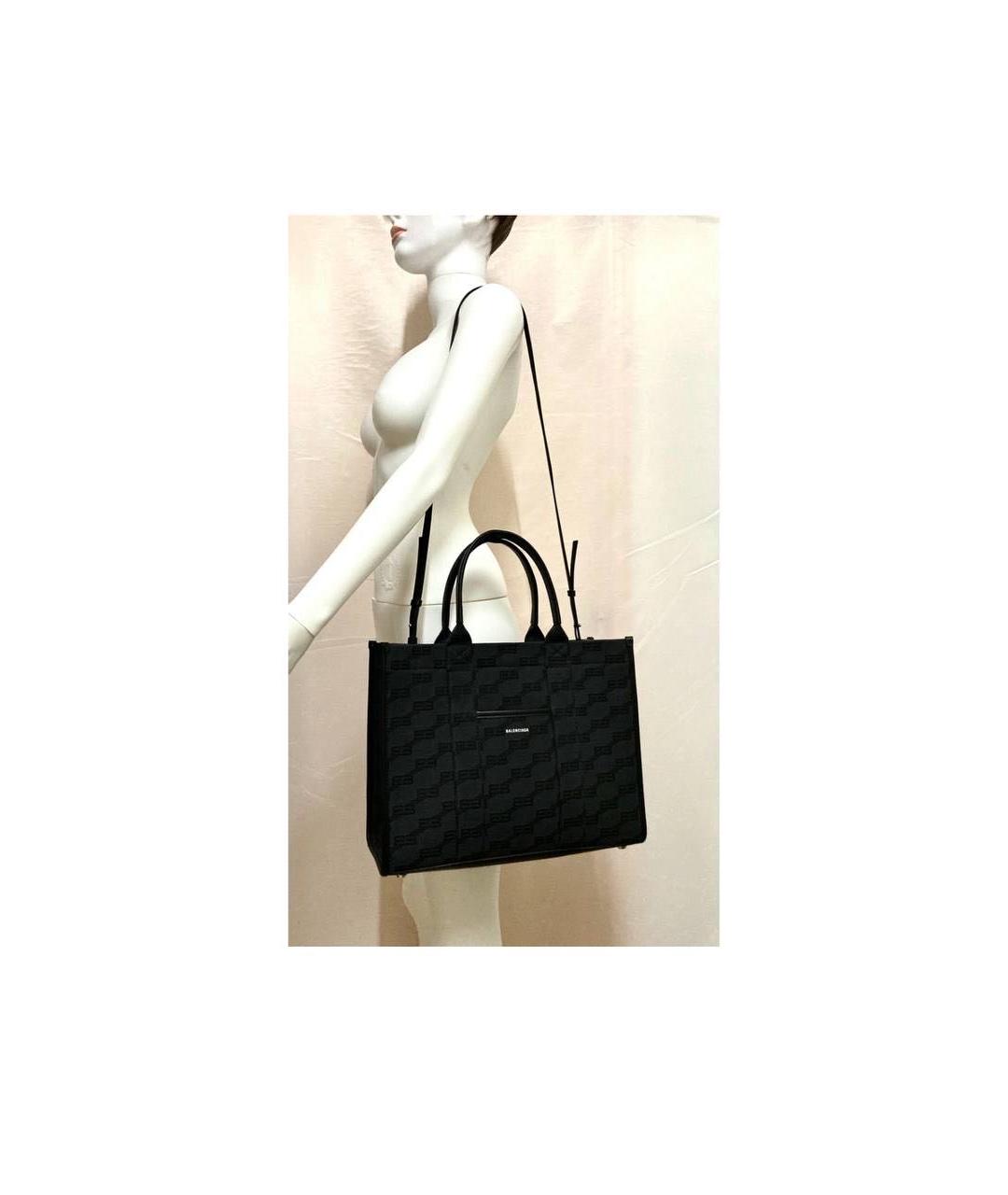 BALENCIAGA Черная тканевая сумка тоут, фото 7