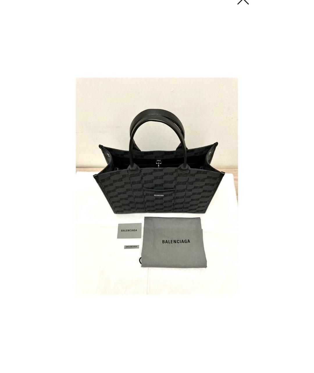 BALENCIAGA Черная тканевая сумка тоут, фото 4