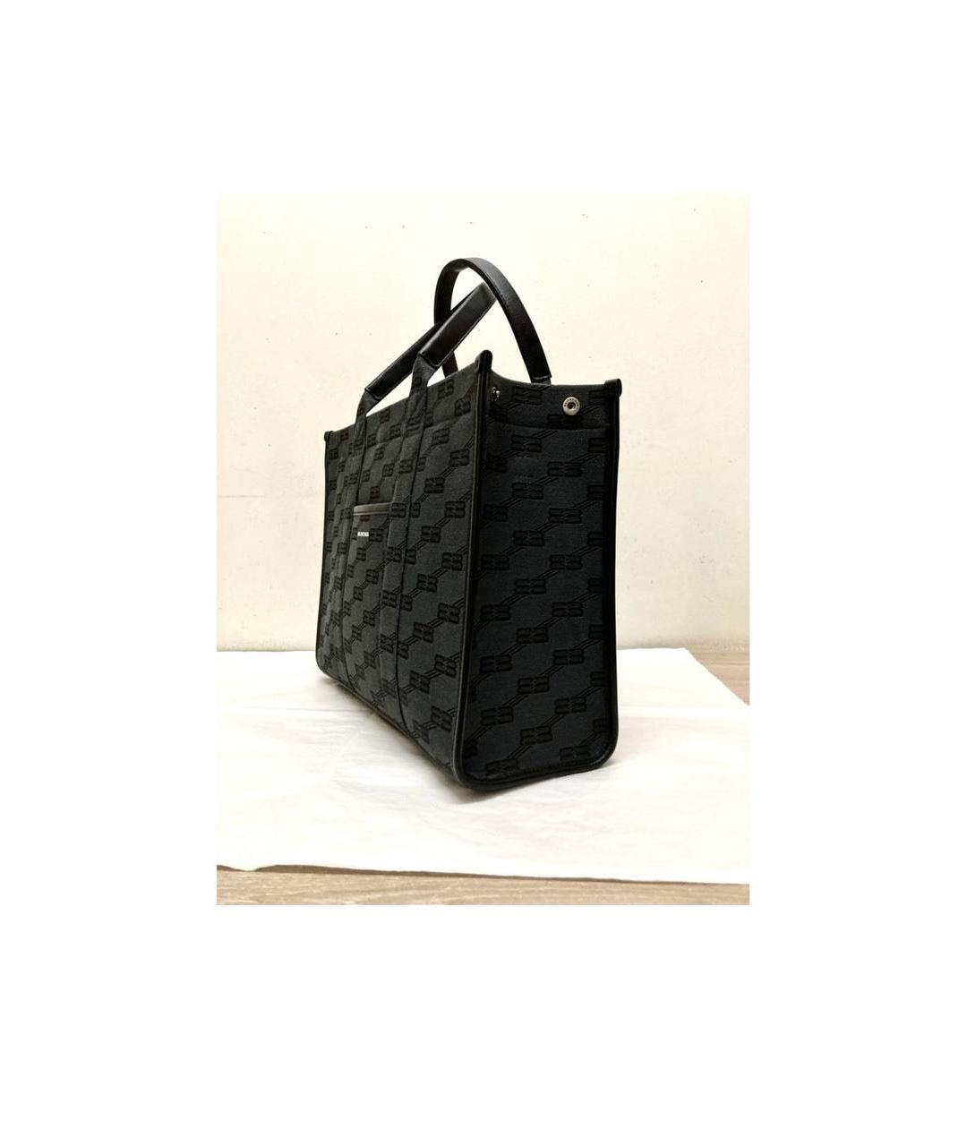 BALENCIAGA Черная тканевая сумка тоут, фото 2