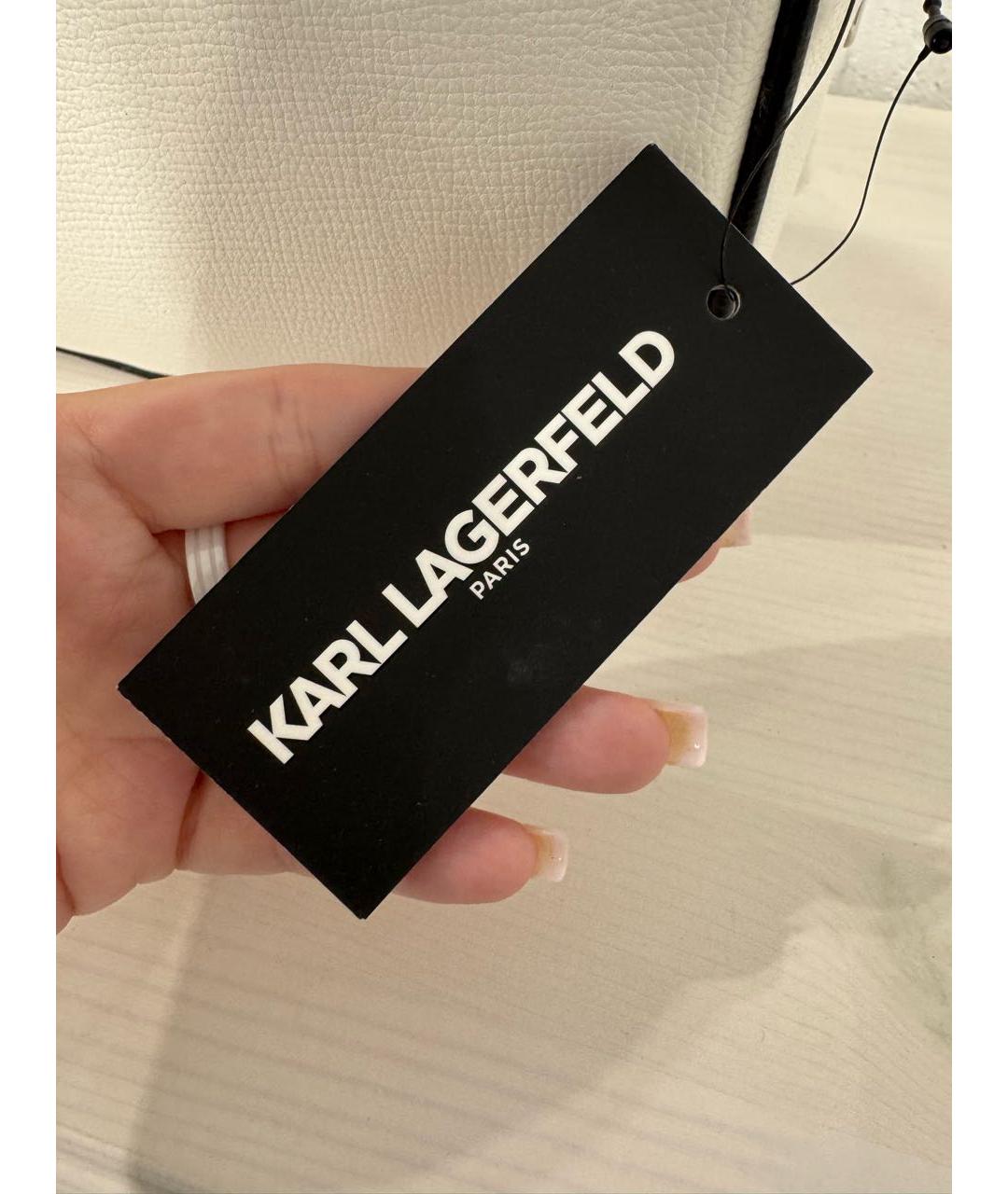 KARL LAGERFELD Белая сумка через плечо из искусственной кожи, фото 5