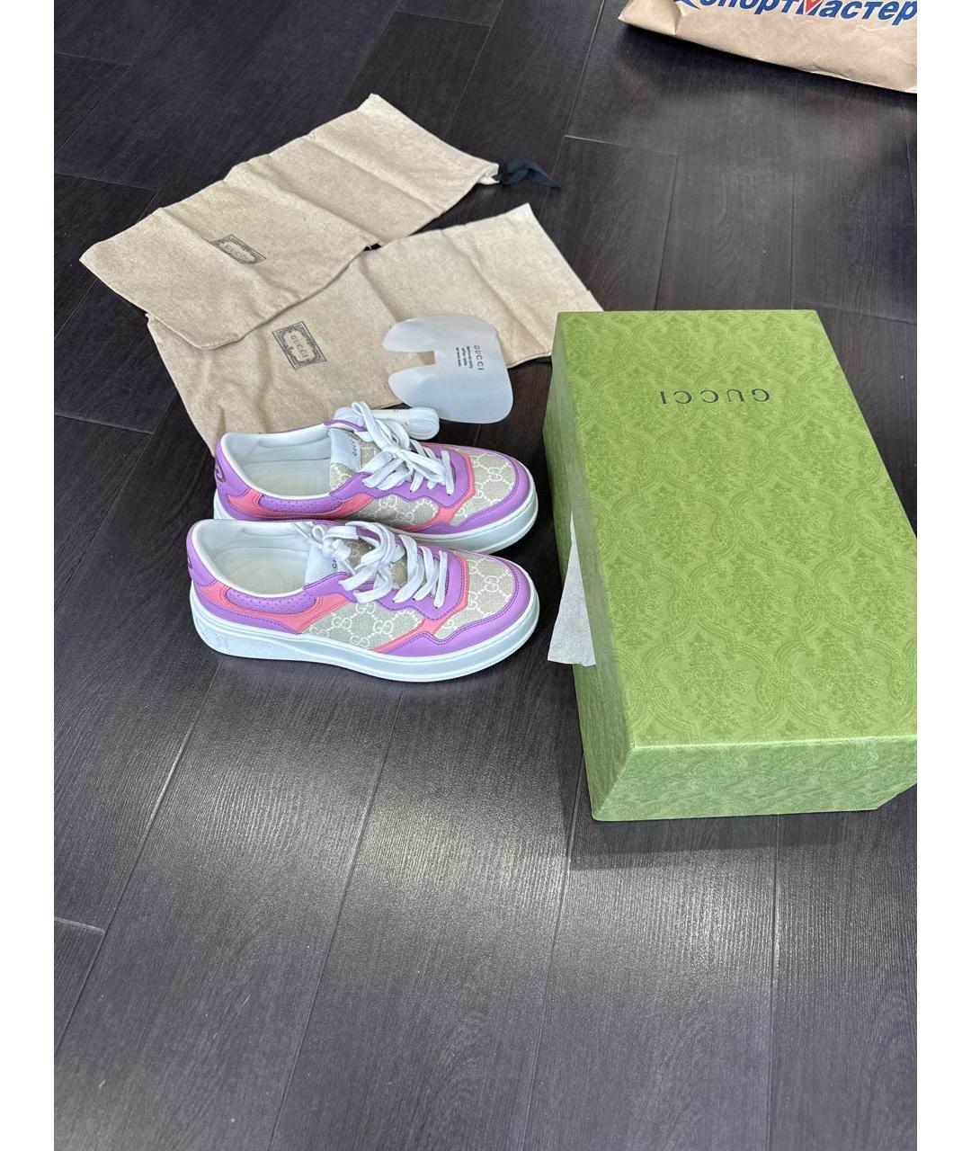 GUCCI Розовые кожаные кроссовки, фото 5