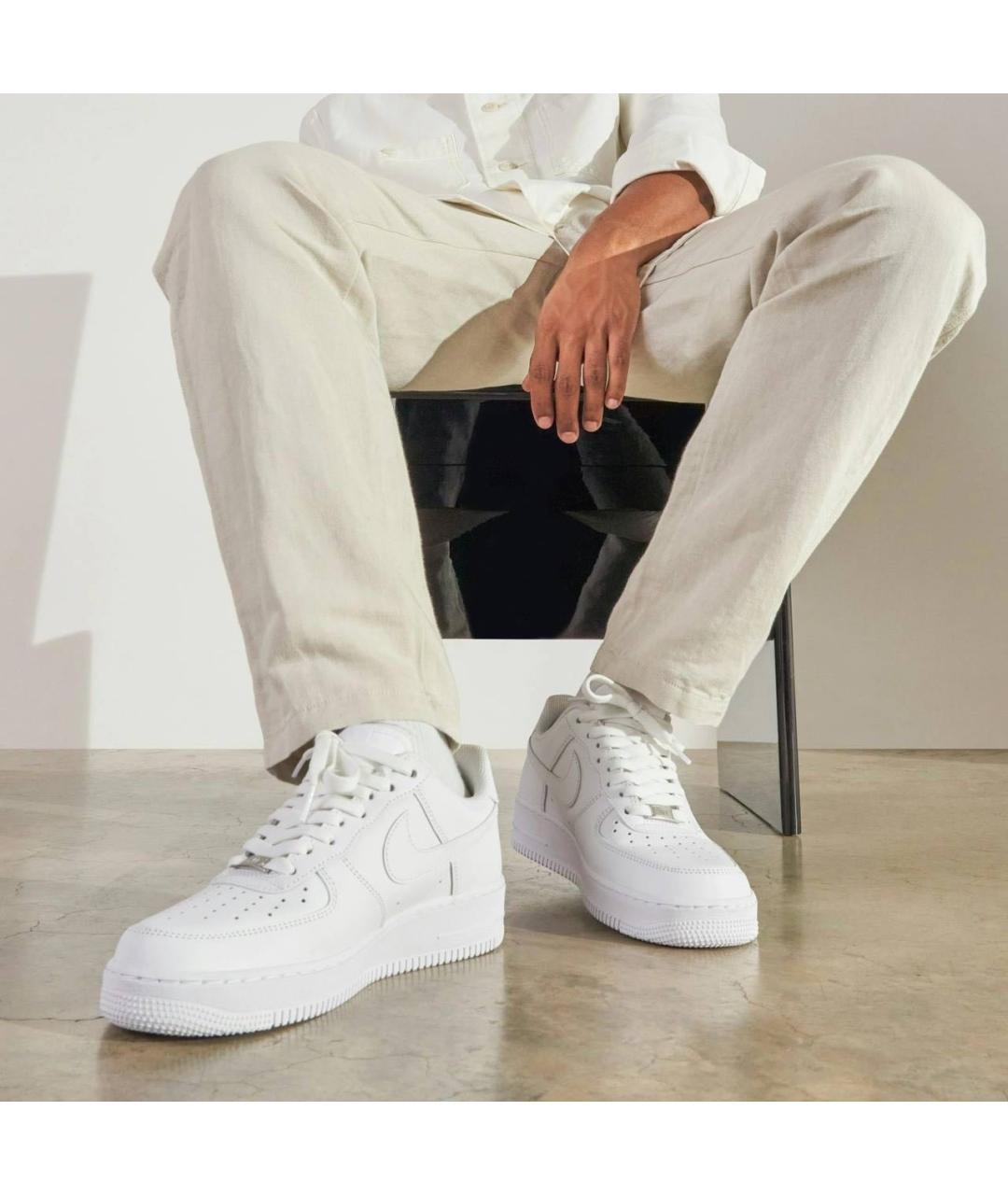 NIKE Белые кожаные низкие кроссовки / кеды, фото 2