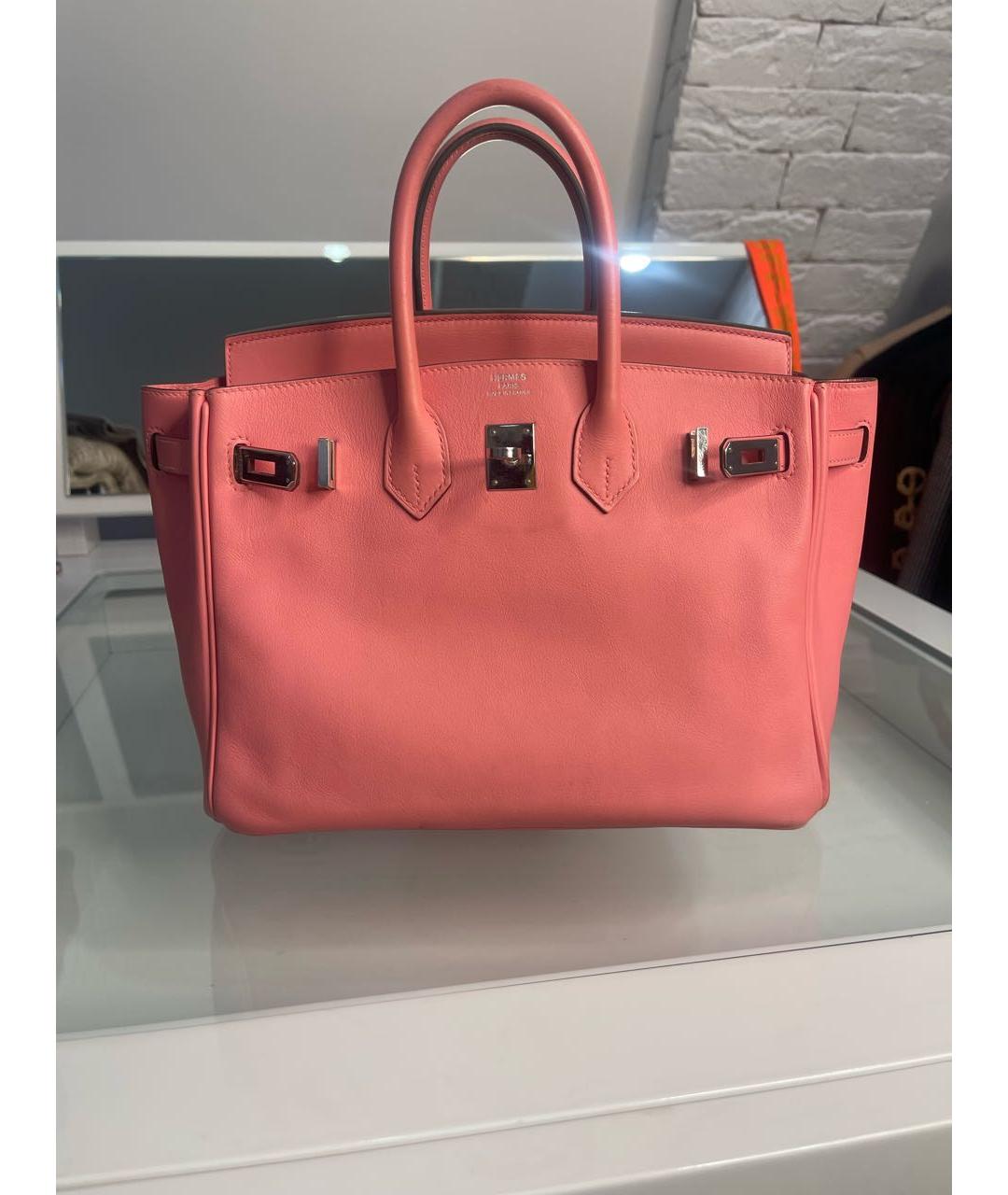 HERMES Розовая кожаная сумка с короткими ручками, фото 9