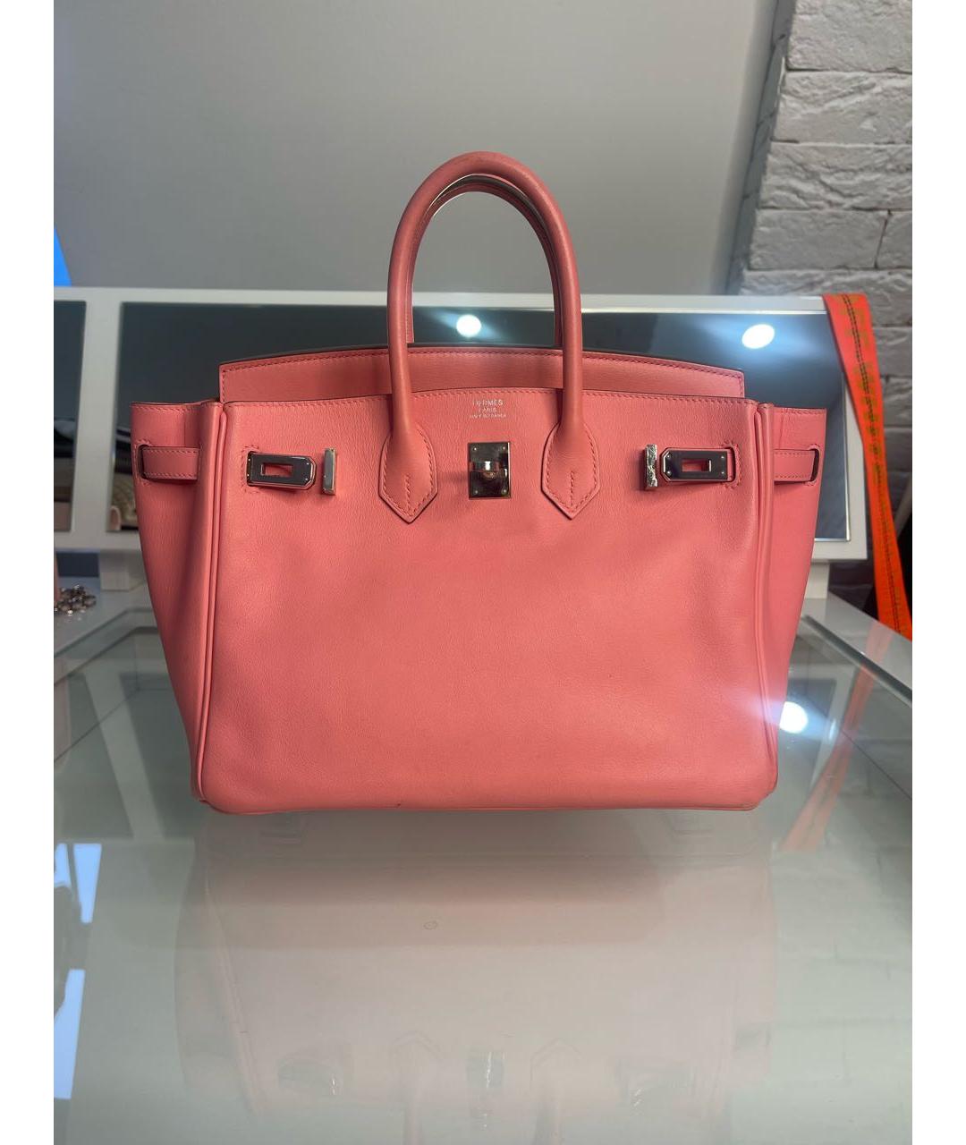HERMES Розовая кожаная сумка с короткими ручками, фото 2