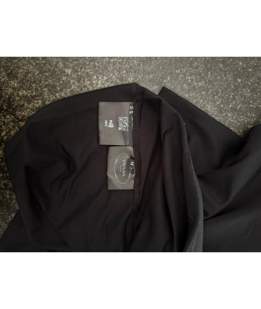 PRADA Черная хлопко-эластановая футболка, фото 5