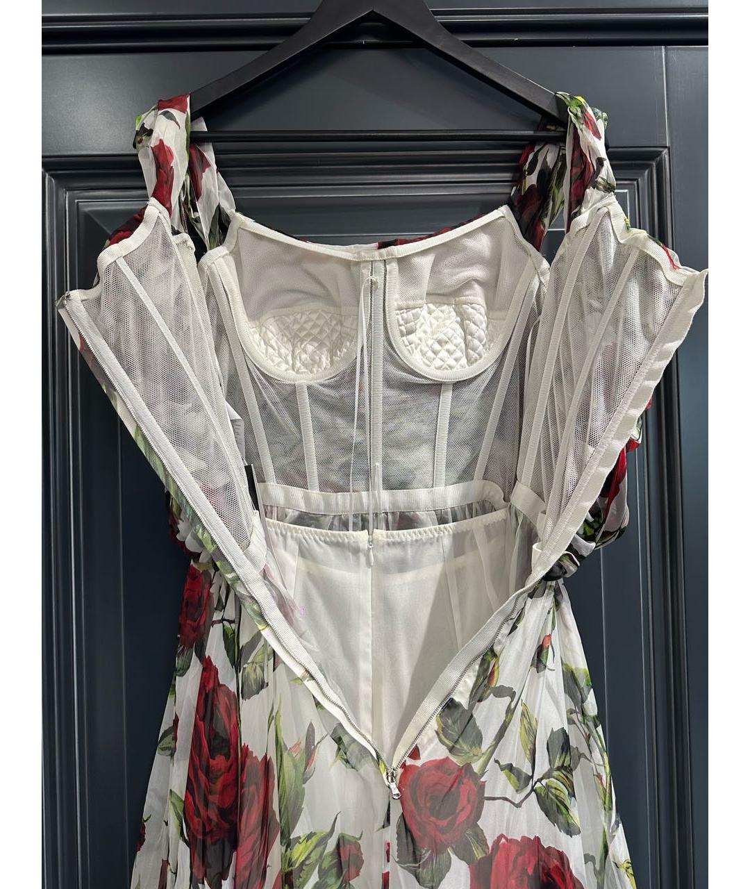 DOLCE&GABBANA Белое шифоновое коктейльное платье, фото 3
