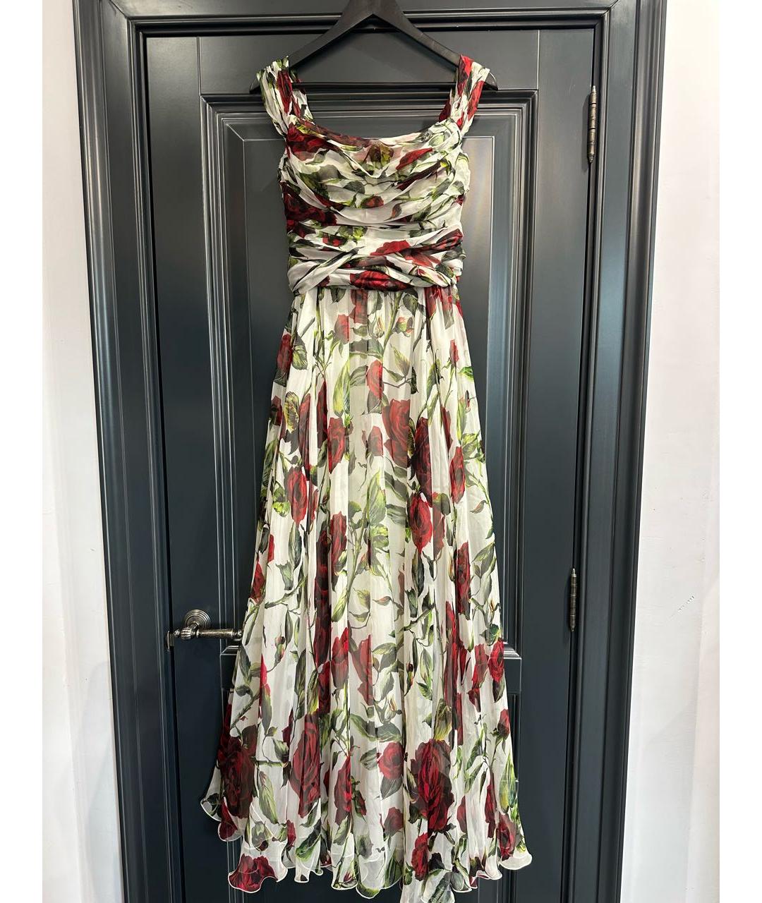 DOLCE&GABBANA Белое шифоновое коктейльное платье, фото 7