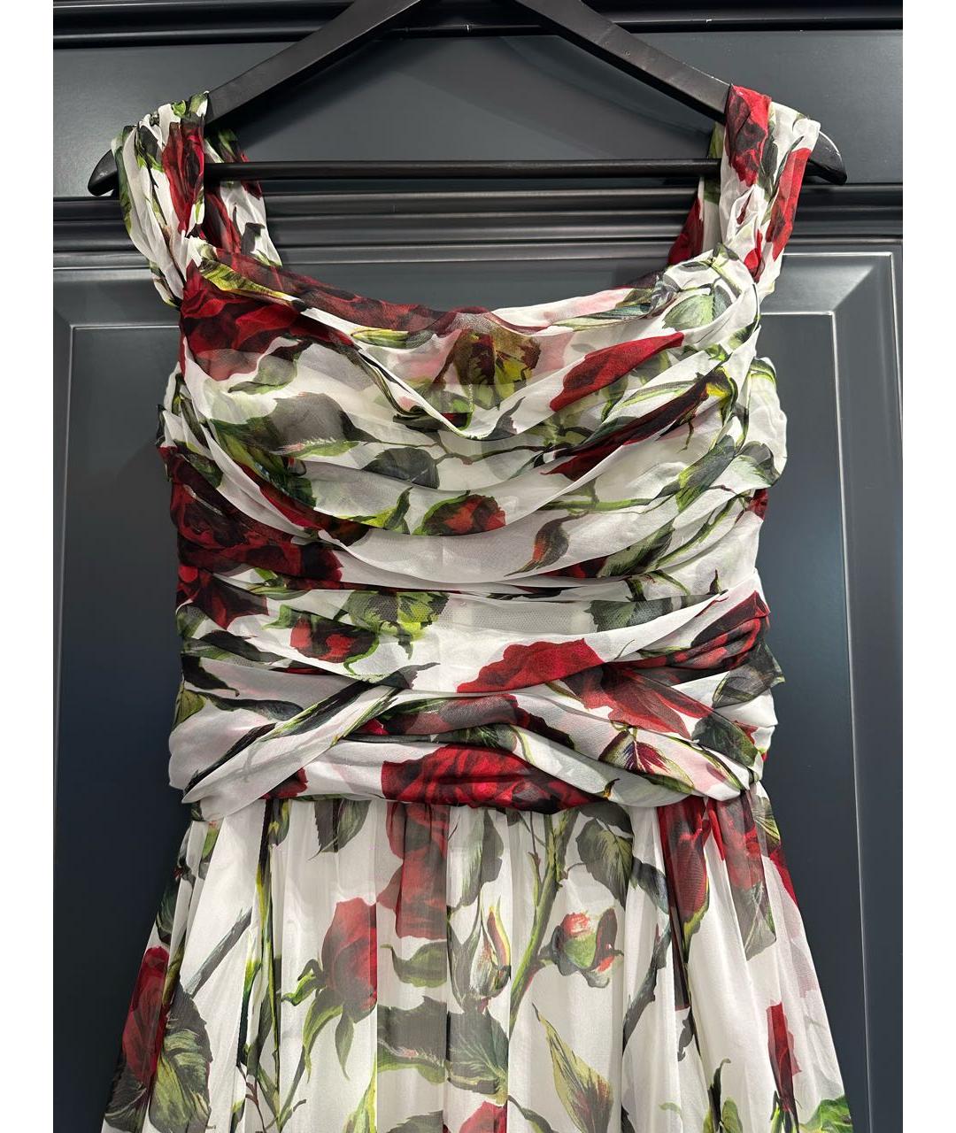 DOLCE&GABBANA Белое шифоновое коктейльное платье, фото 4