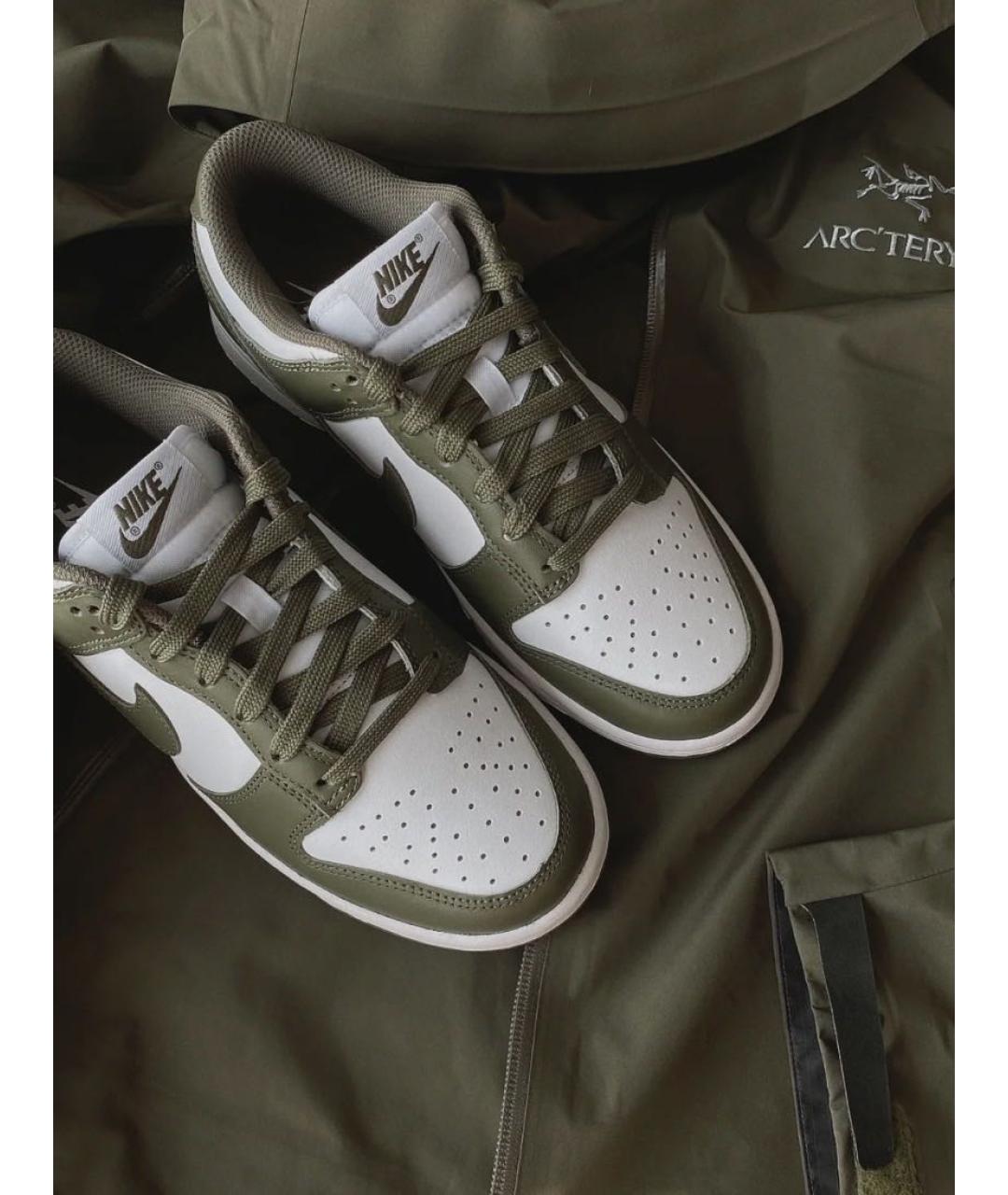 NIKE Хаки кожаные кроссовки, фото 4