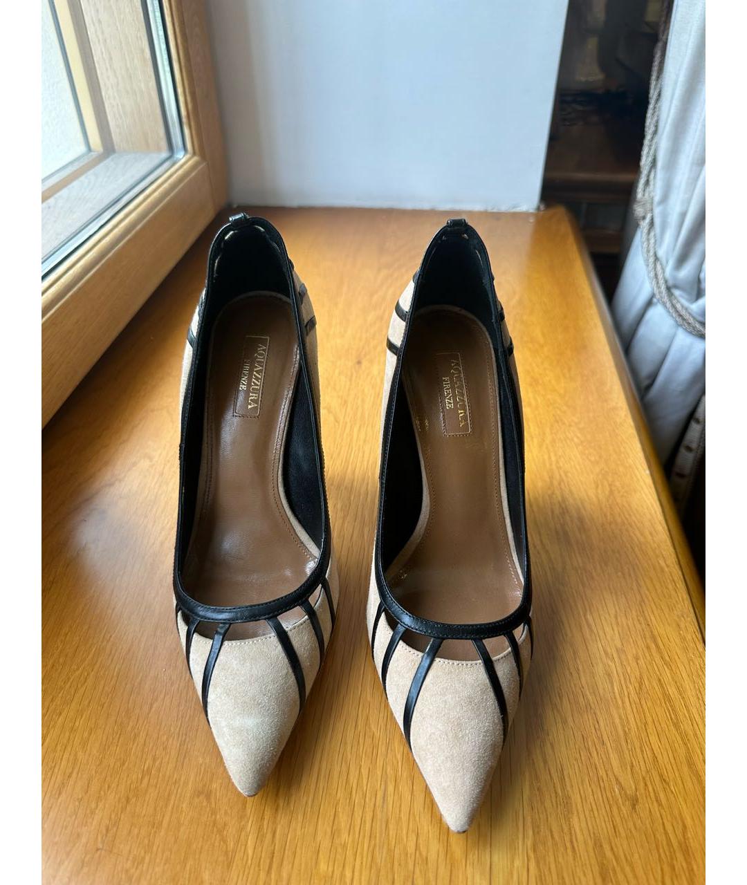 AQUAZZURA Бежевые замшевые туфли, фото 2