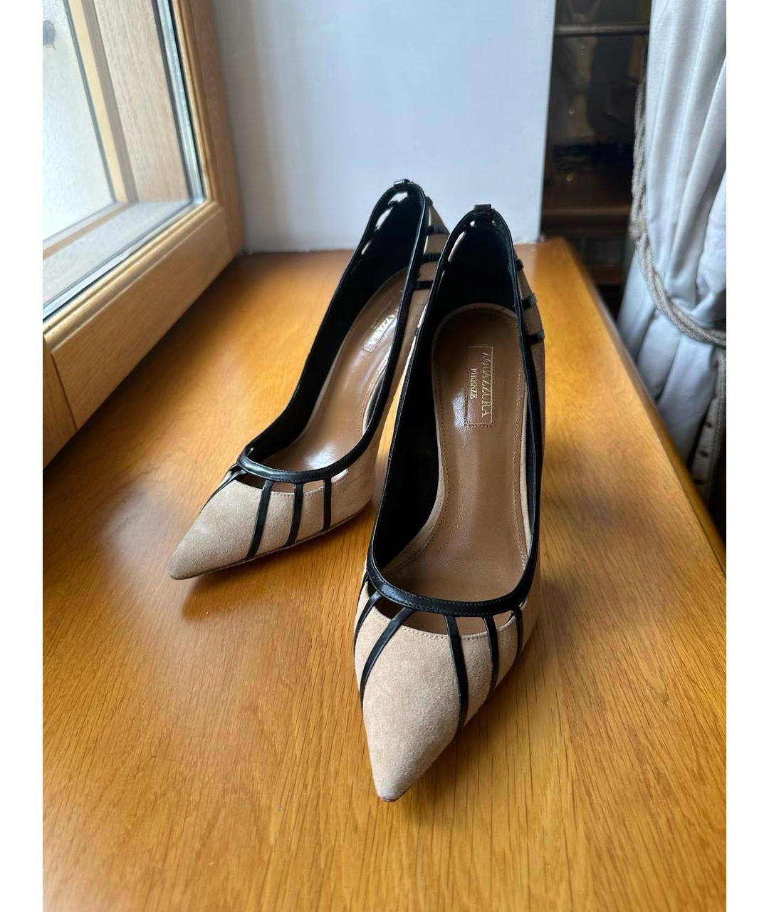 AQUAZZURA Бежевые замшевые туфли, фото 9