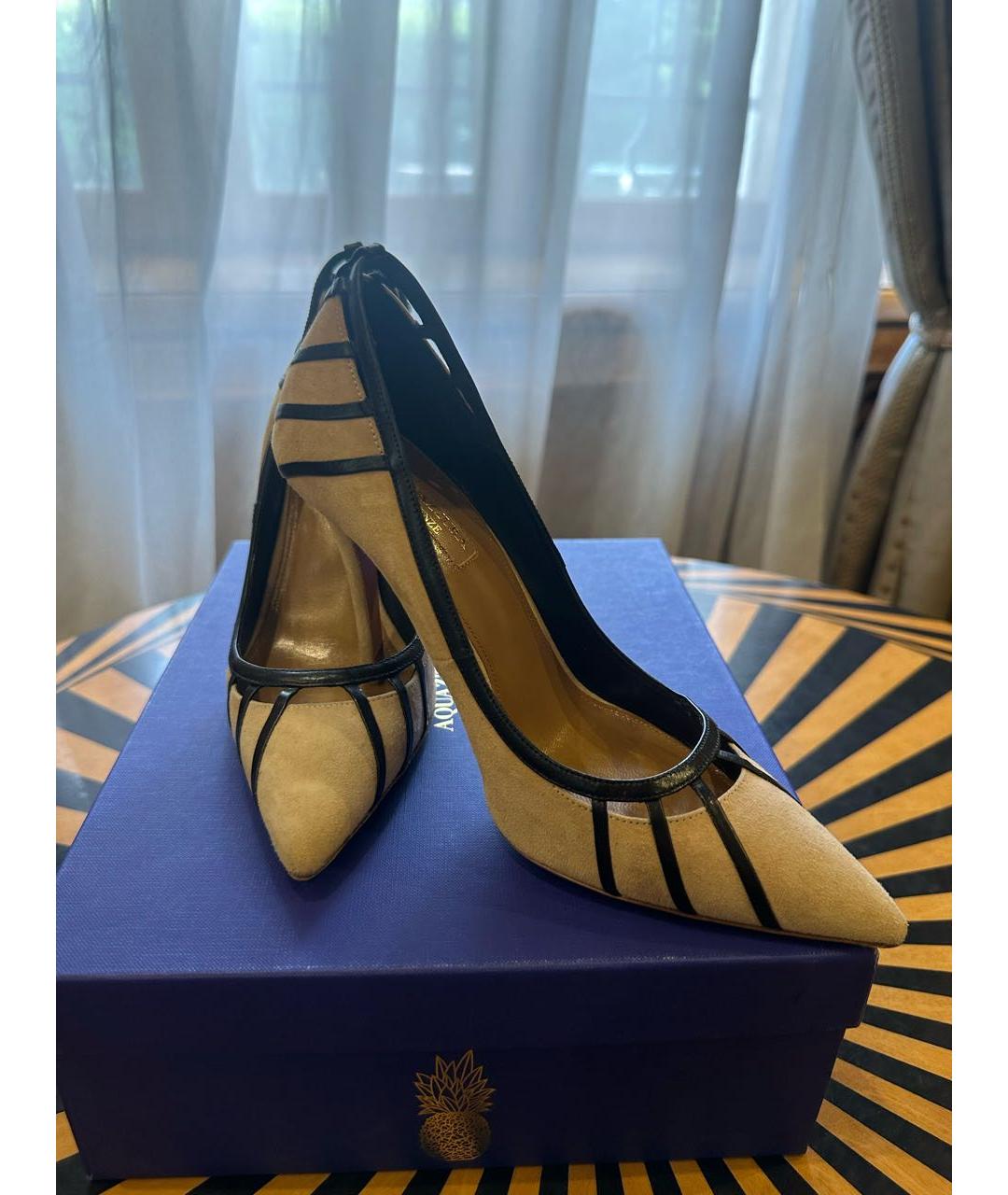 AQUAZZURA Бежевые замшевые туфли, фото 6