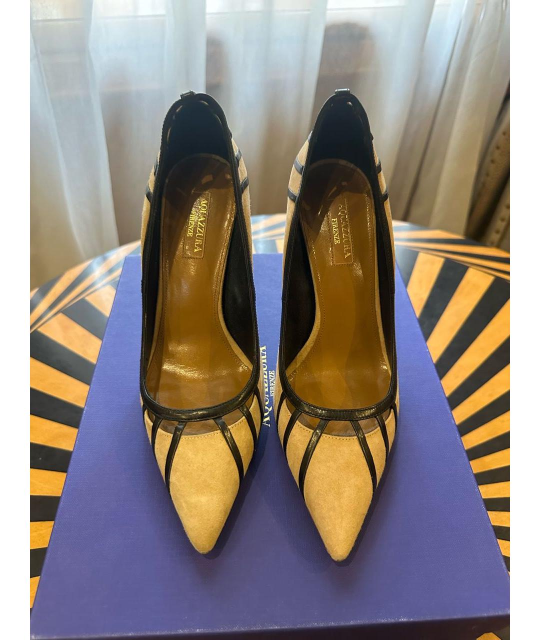 AQUAZZURA Бежевые замшевые туфли, фото 7