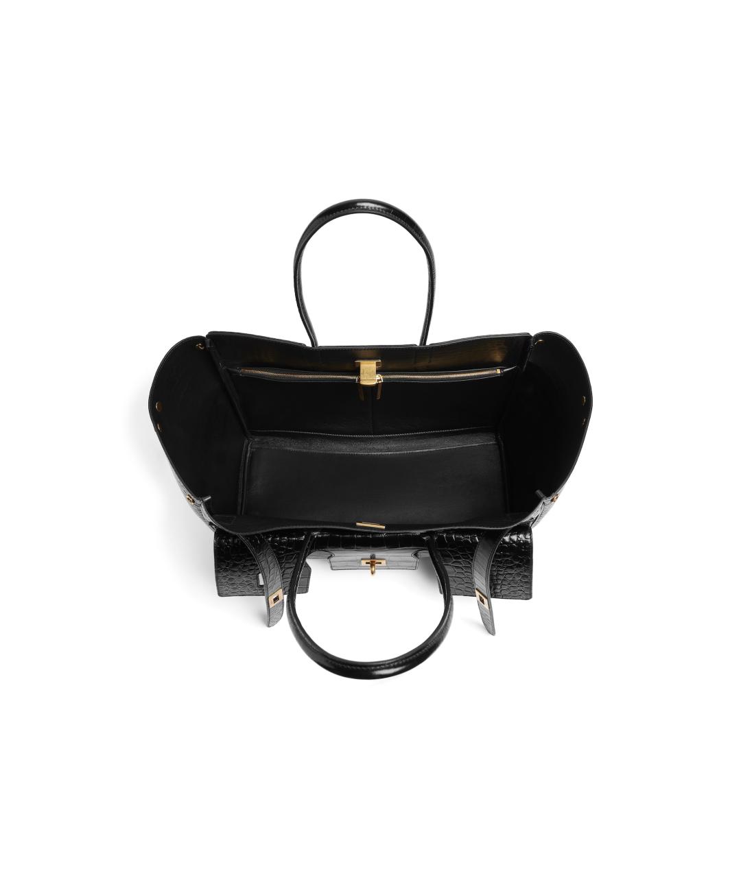 BALENCIAGA Черная кожаная сумка тоут, фото 3