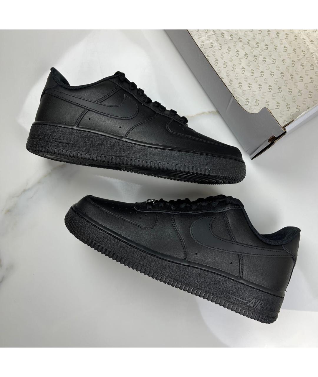 NIKE Черные кожаные низкие кроссовки / кеды, фото 4