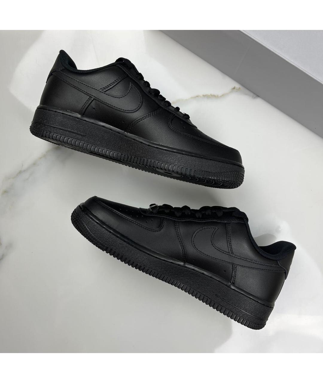 NIKE Черные кожаные низкие кроссовки / кеды, фото 5