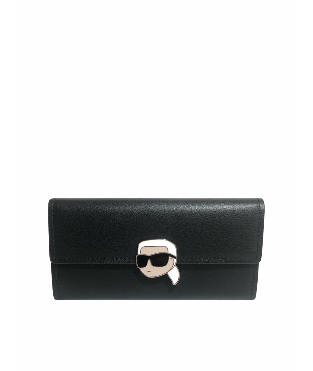 KARL LAGERFELD Черный кожаный кошелек, фото 1