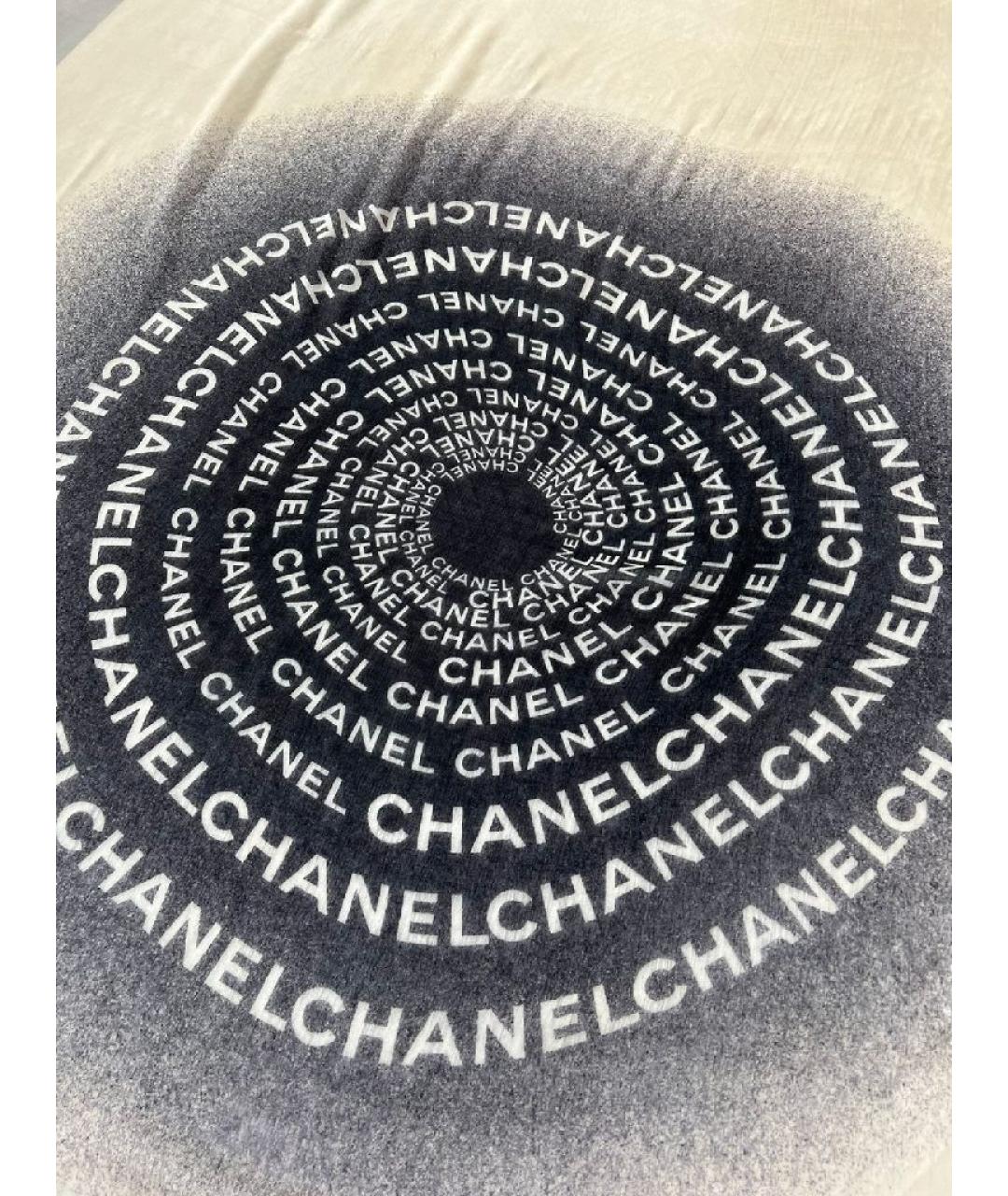 CHANEL Черный кашемировый шарф, фото 9