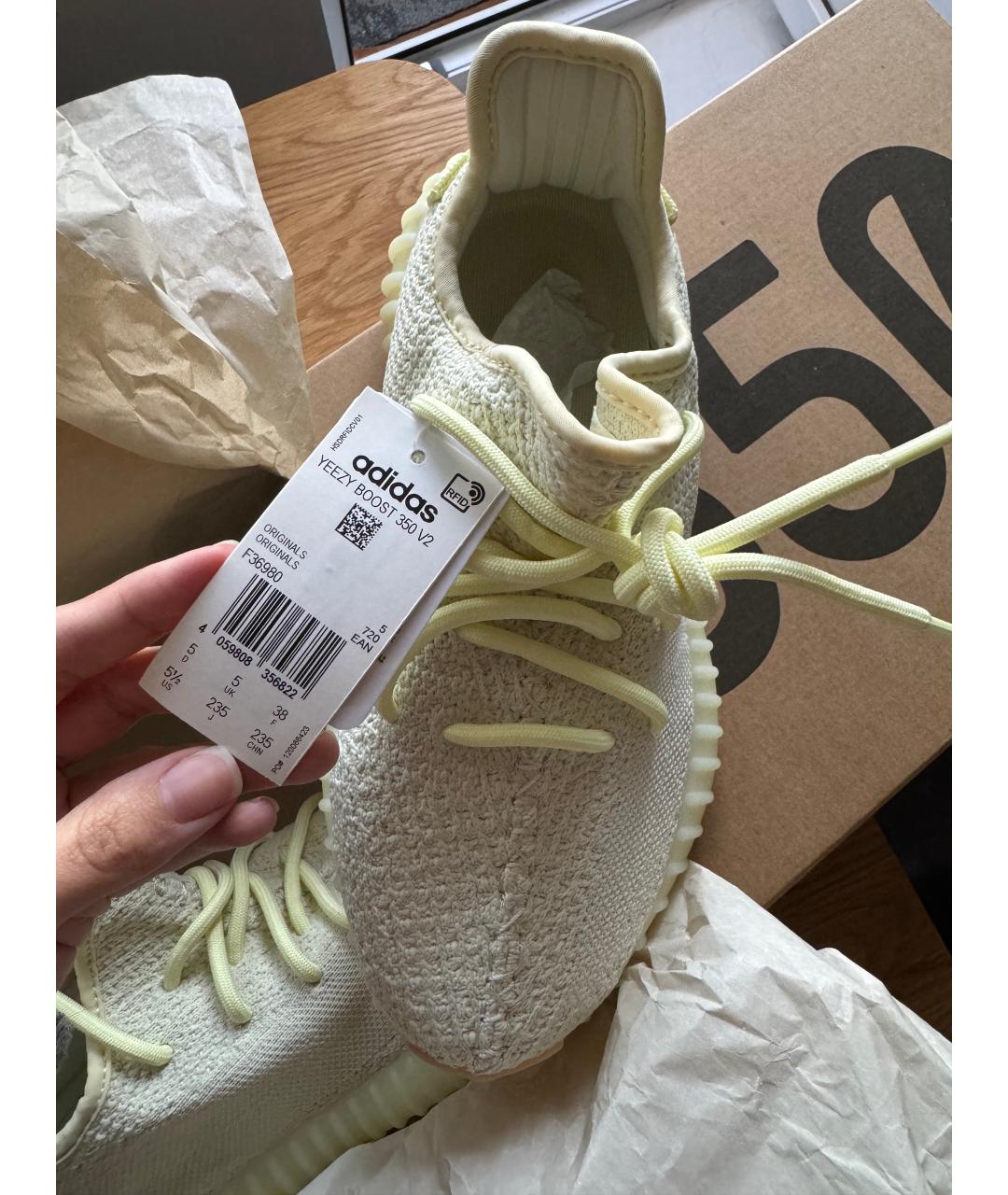 ADIDAS YEEZY Желтые синтетические кроссовки, фото 3
